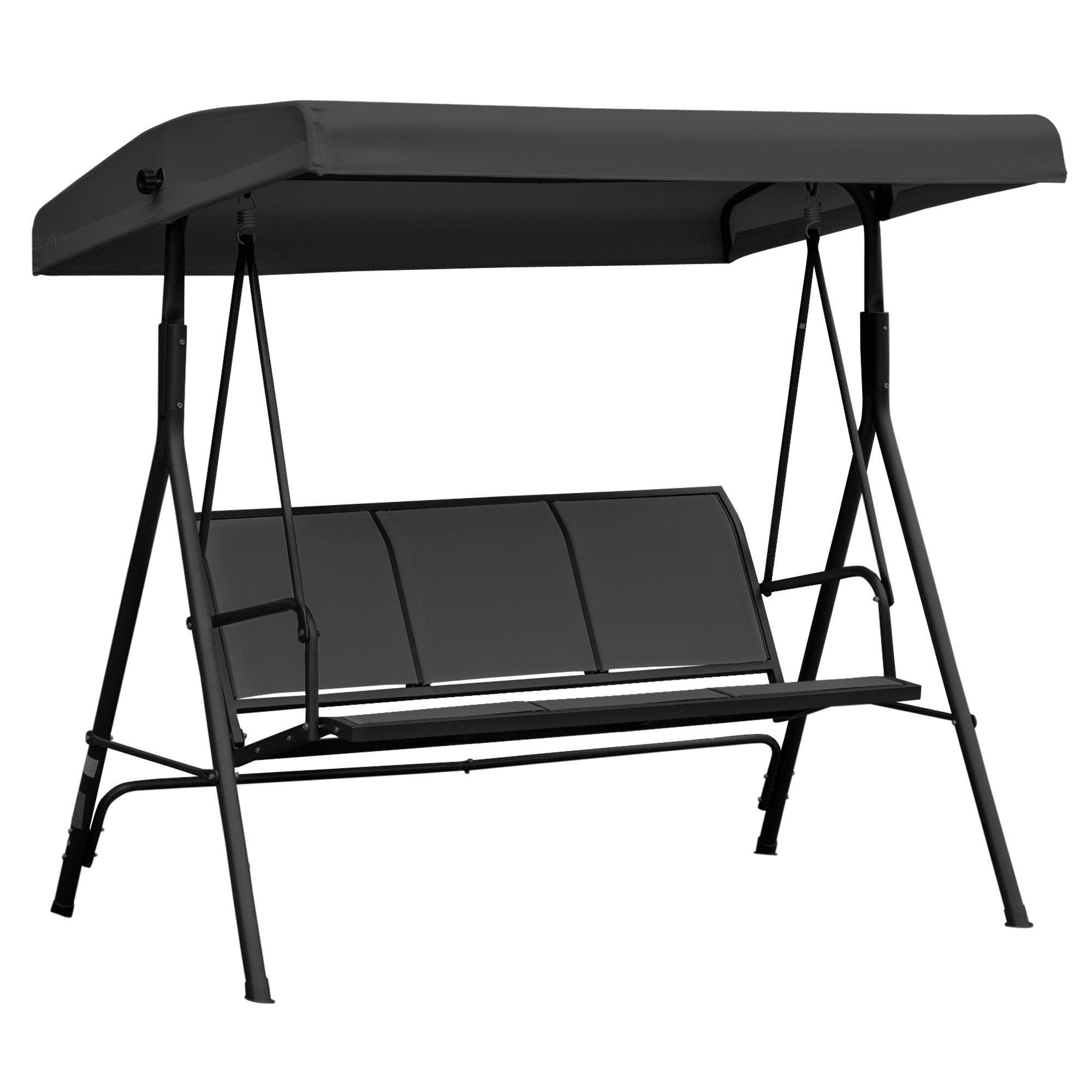 3-Seater Grand Confort Garden Swing Adjustable Sun Canopy Ergonomic Seat and Backrest Epoxy Resin Steel Textilene Black