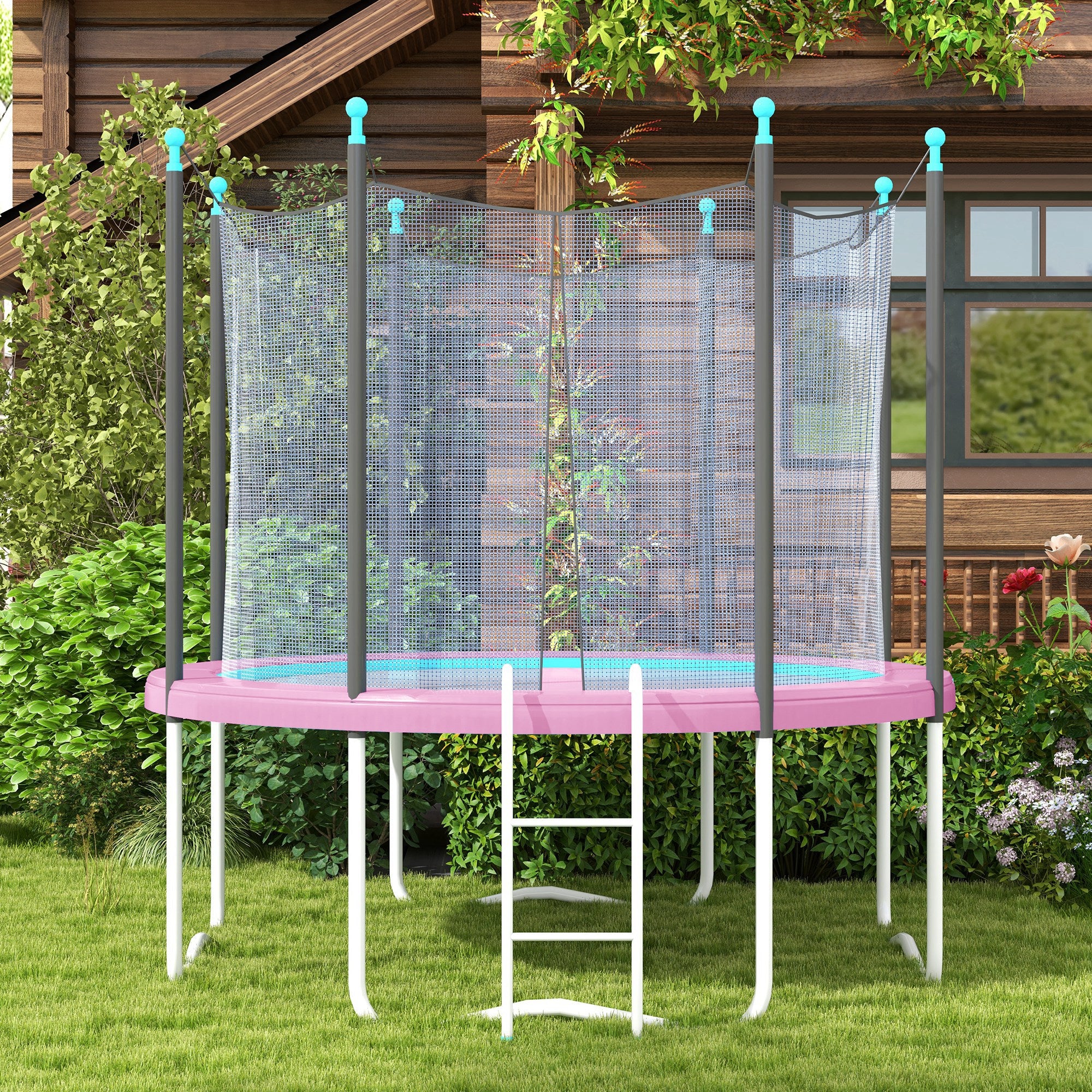 SPORTNOW Trampoline Safety Pad 10 ft, Tear-Resistant UV-Resistant Spring Cover, Waterproof Edge Protector for Garden Trampolines — Pink