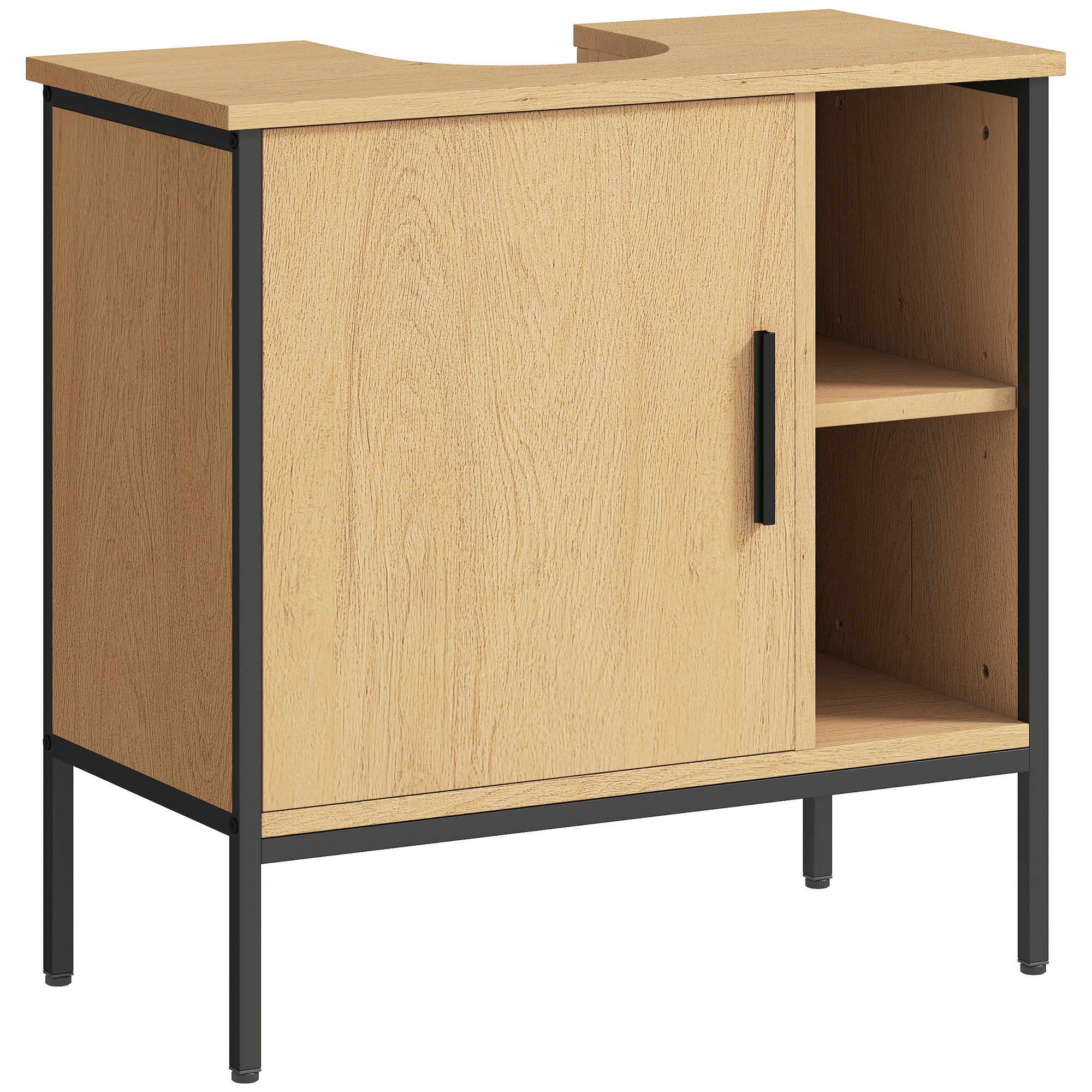 Under Sink Bathroom Cabinet with Door and Adjustable Shelf for Pedestal Sink 60x30x59.5 cm Oak