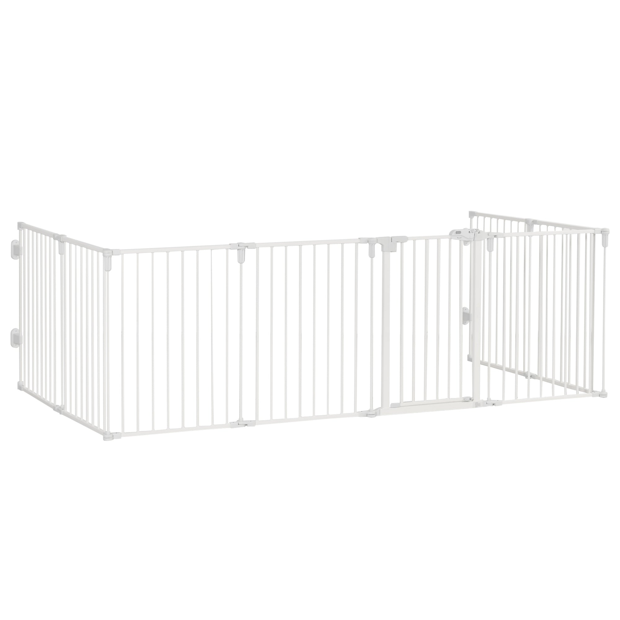 Puppy Playpen Dog Pen with Door Fireplace Guard Flexible Foldable 8 Panels Each 60 x 76 cm White