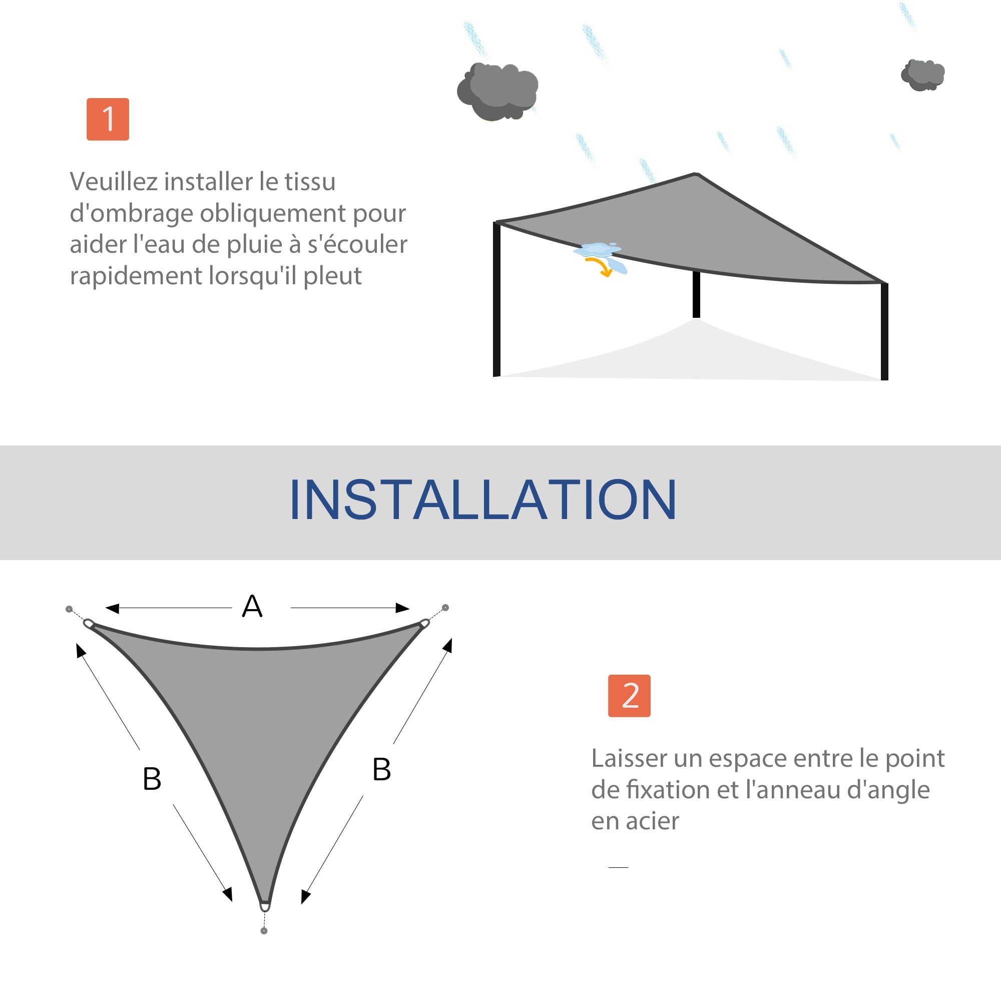 Large Triangular Shade Sail 6 x 6 x 6 m High-Density 160 g/m² Waterproof Polyester Light Gray