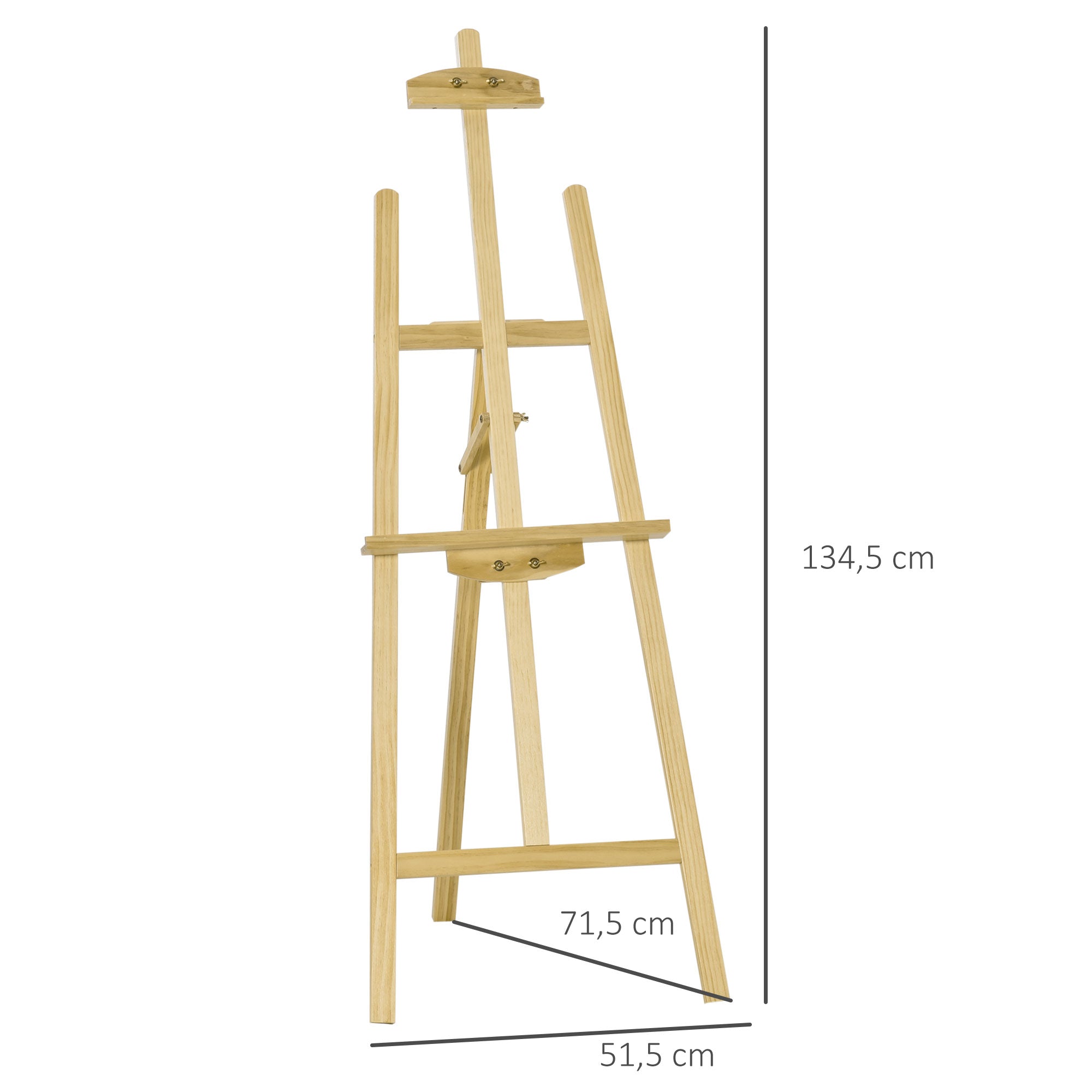 Easel Seat and Stand Easel Foldable Studio Easel 75° Adjustable with Holder for Art Painting And Outdoor Advertising Pine Wood Natural 51.5 x 71.5 x 134.5 cm