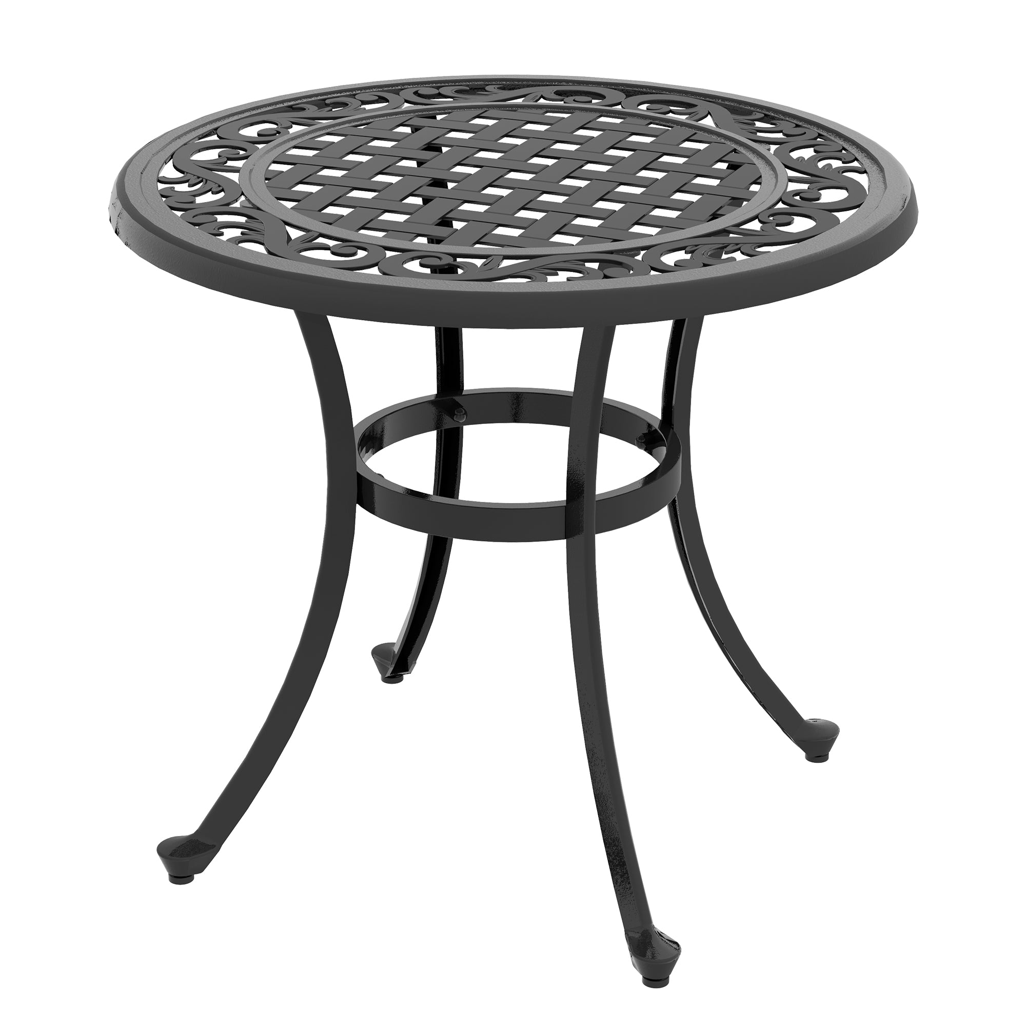 Side Table, Garden Table, Patio Table with Aluminum Frame, Coffee Table up to 50 kg Load Capacity for Garden, Balcony, Black, 60 x 60 x 53 cm