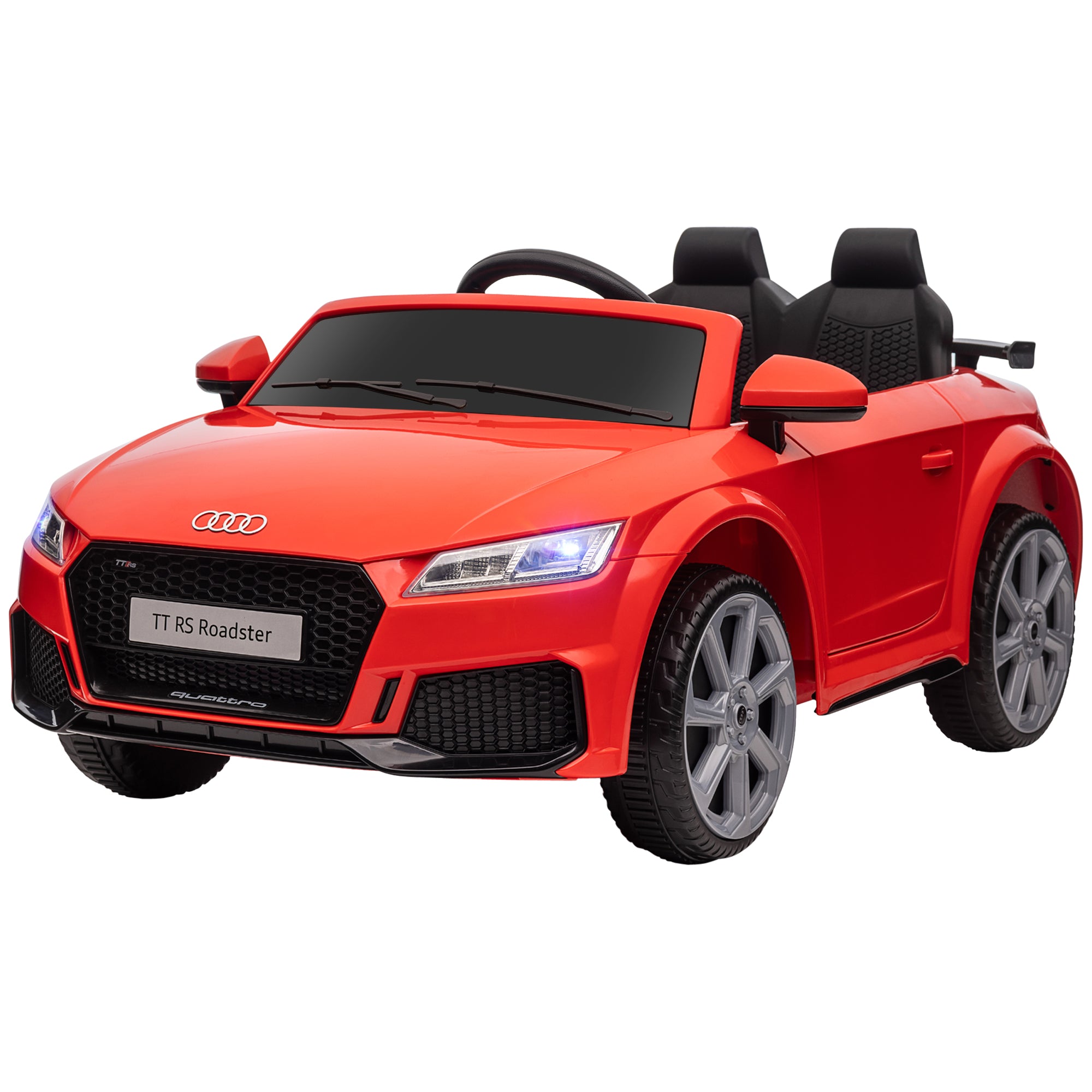 Kids Electric Car 12V Children's Car with 2.4G Remote Control, Music, Horn, Electric Vehicle with LED Light, USB/MP3 Connection, Reverse Function, for Children 3-5 Years Old, Red