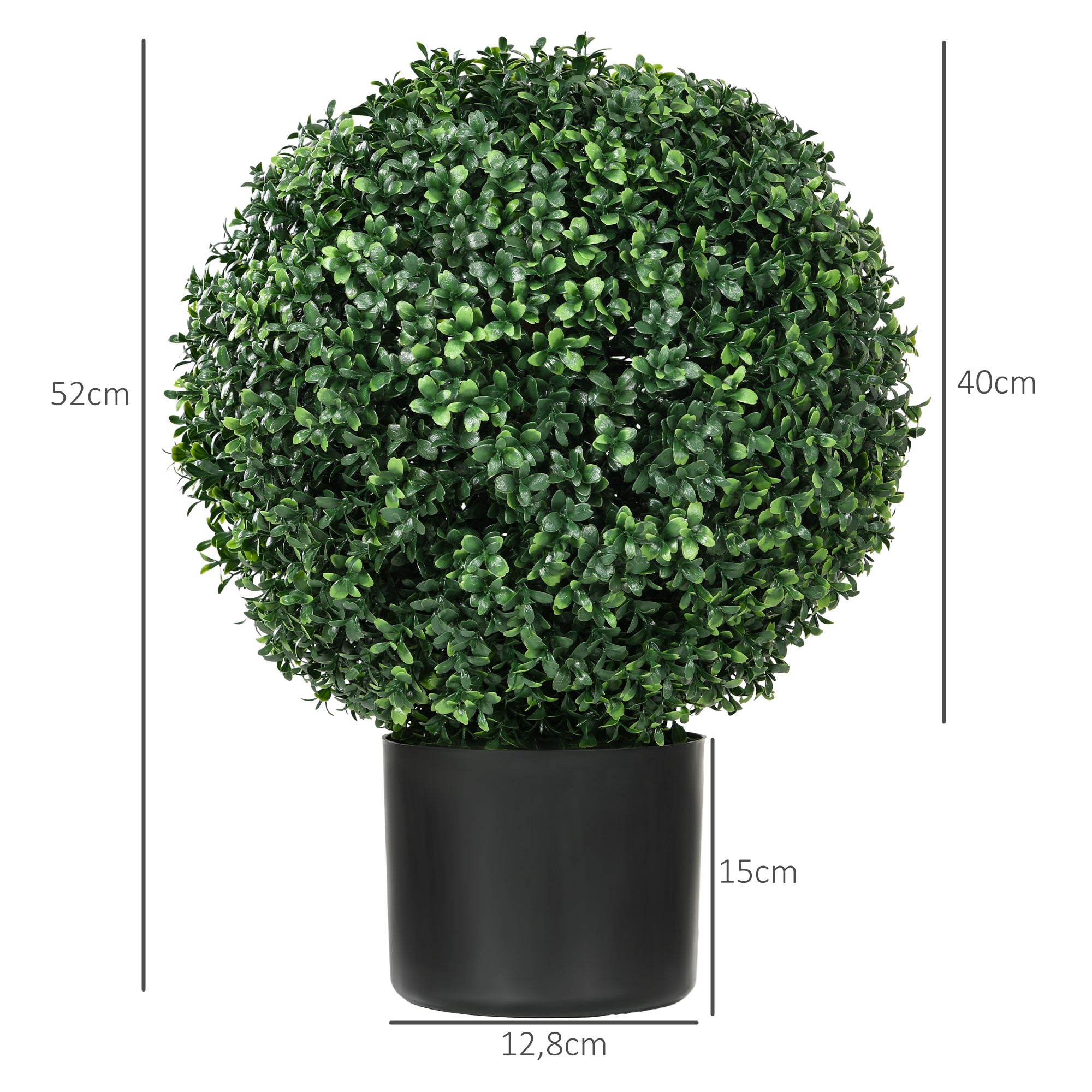 Set of 2 Artificial Boxwood Trees 52cm Fake Plant, Round Faux Boxwood in Pot, Artificial Plants realistic for Living Room Bedroom Office Decor