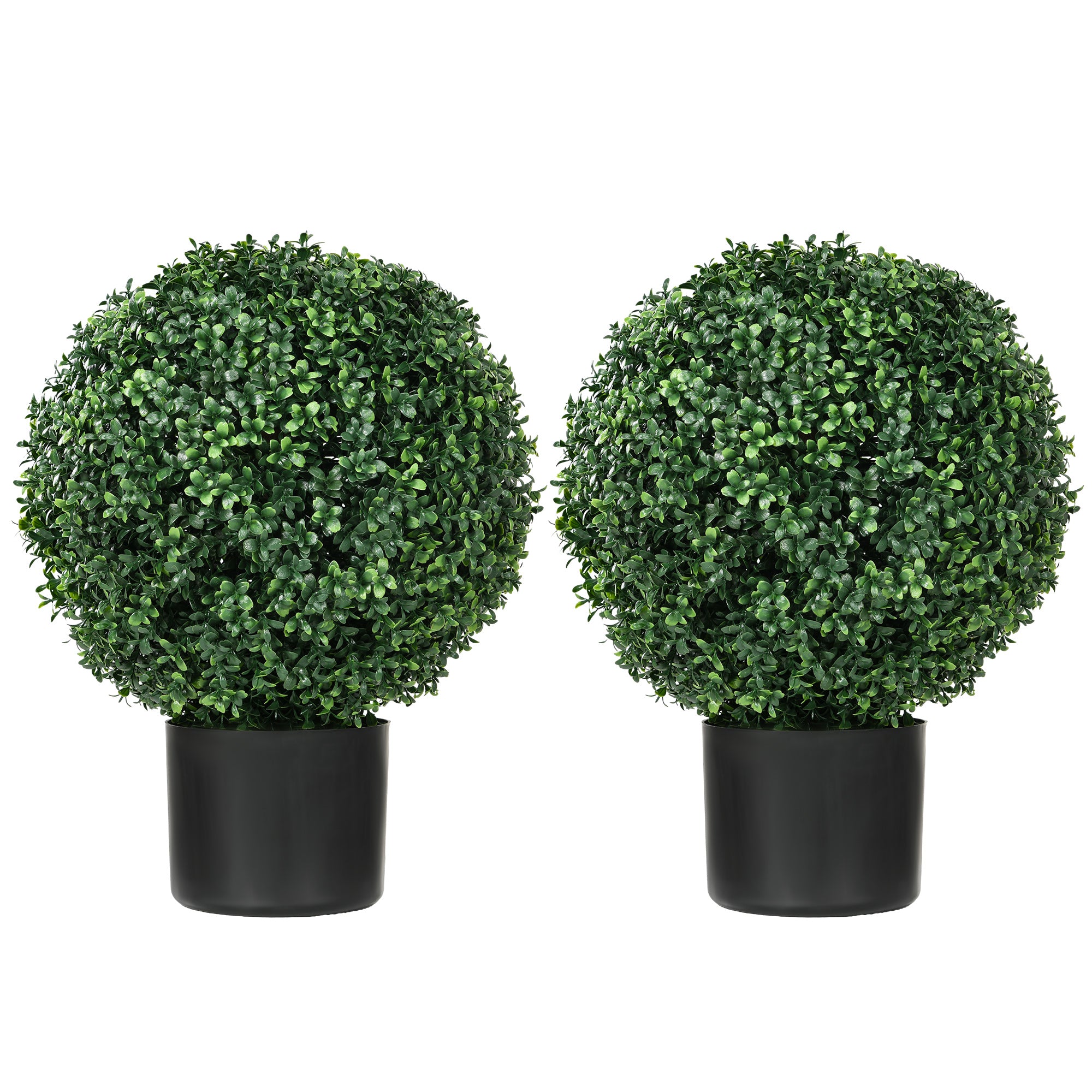 Set of 2 Artificial Boxwood Trees 52cm Fake Plant, Round Faux Boxwood in Pot, Artificial Plants realistic for Living Room Bedroom Office Decor
