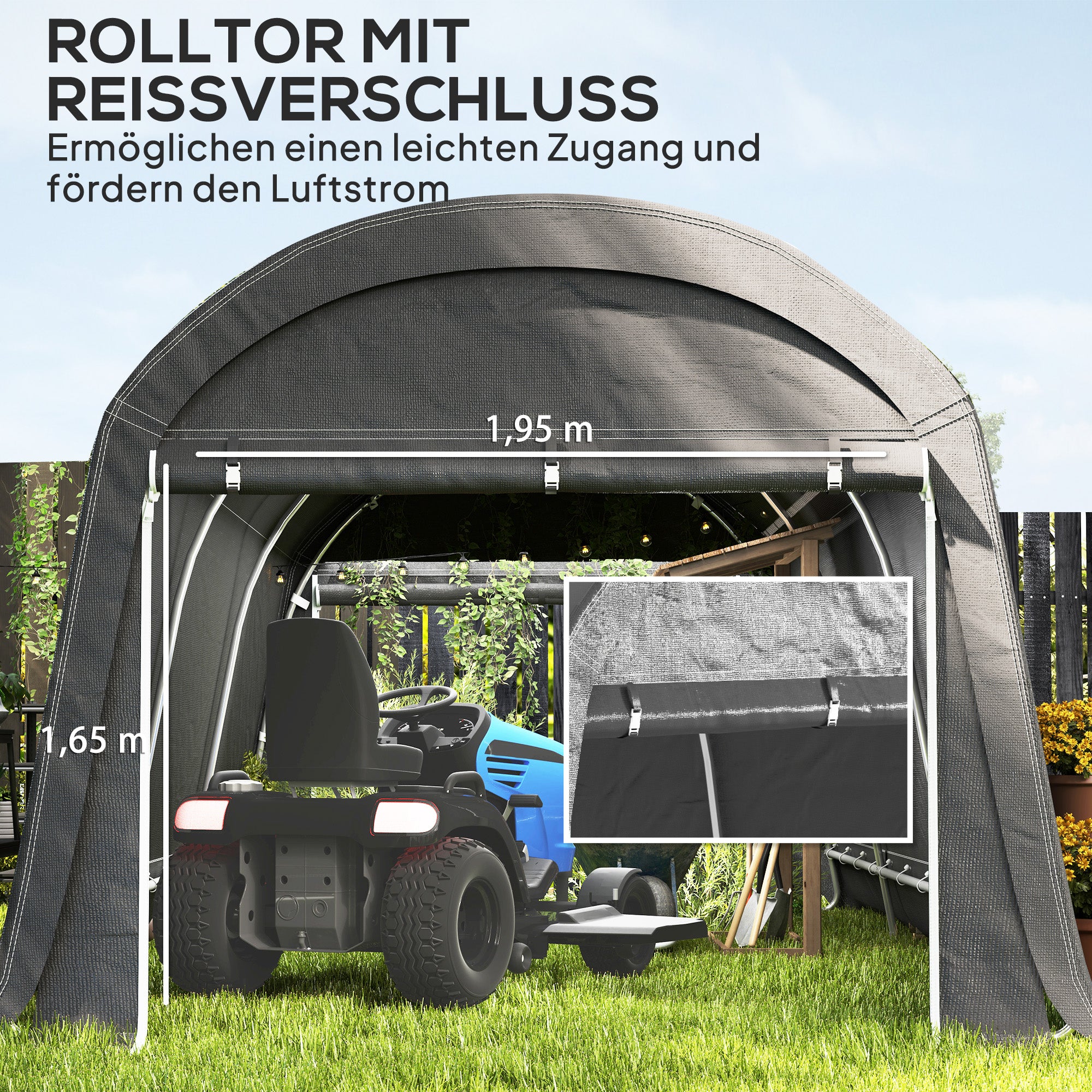Bike Storage Shed, Waterproof Equipment Tent with Door, Anti-Dust Bike Cover, Shelter, Foil Storage Shed Bike Shed Garage for Garden 300x600x230 cm, Dark Gray