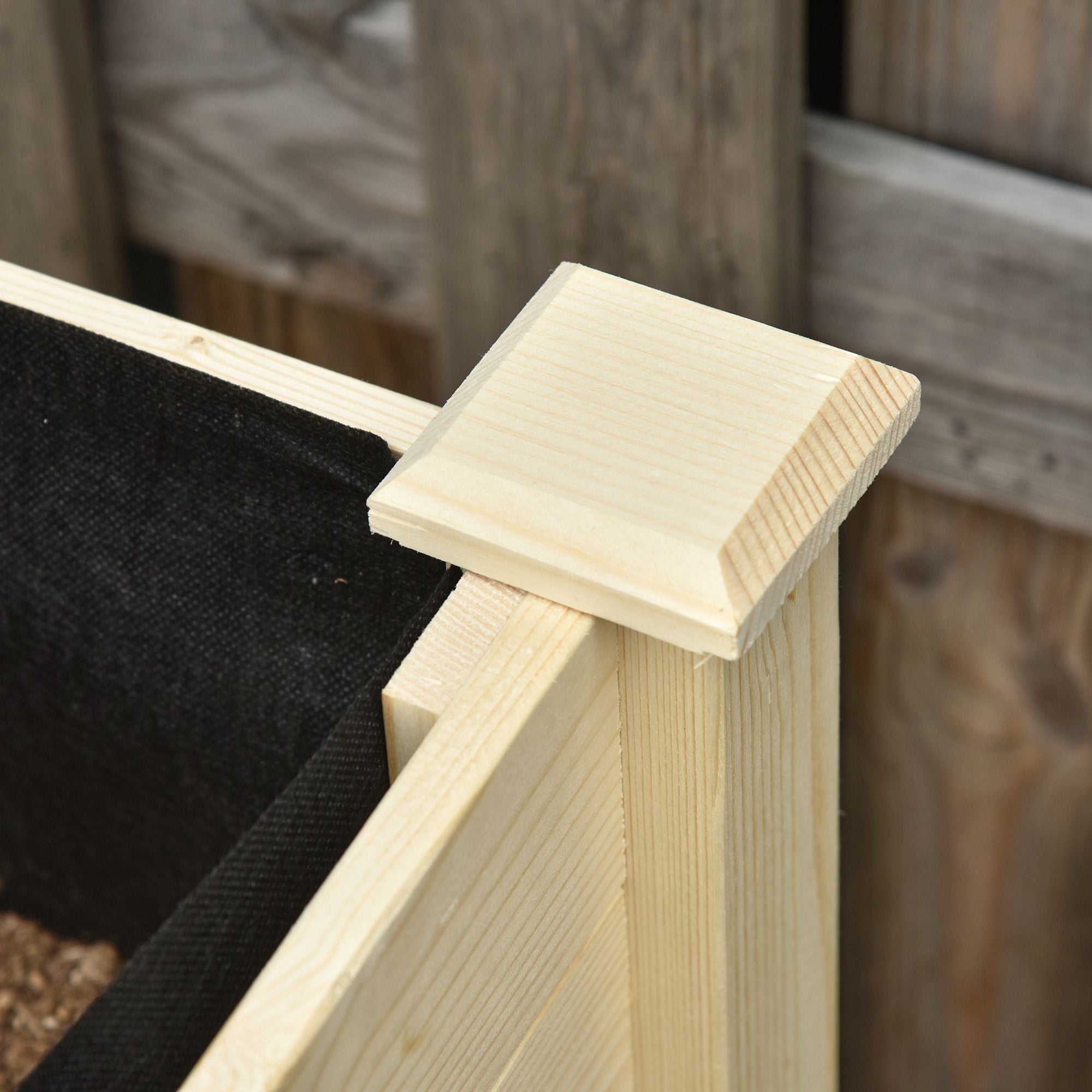 Raised Urban Garden Planting Table 118x55x83 cm Wooden Raised Bed with Shelf Geotextile Fabric Wheels with Brakes Portable for Gardening in Garden Terrace Natural Color