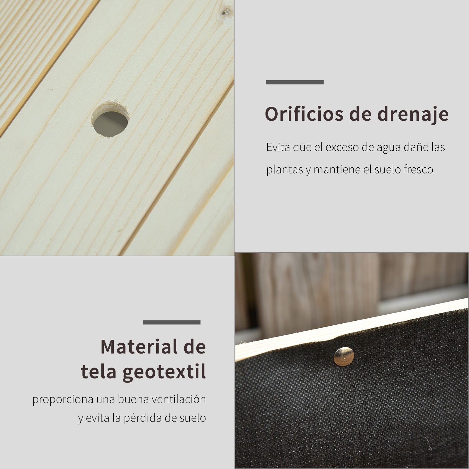 Raised Urban Garden Planting Table 118x55x83 cm Wooden Raised Bed with Shelf Geotextile Fabric Wheels with Brakes Portable for Gardening in Garden Terrace Natural Color