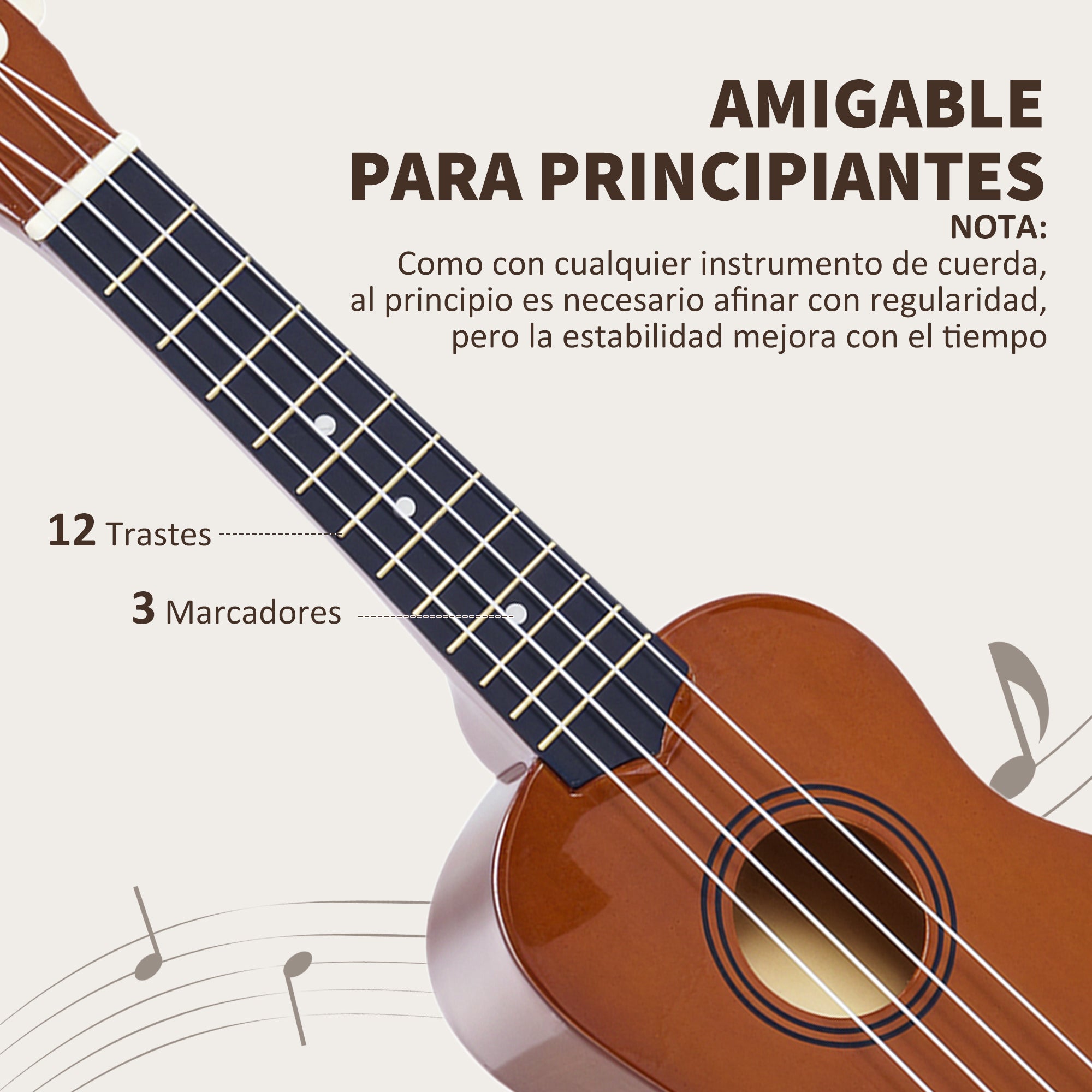 21 Inch Soprano Ukulele for Beginners Suitable for Concerts and Schools Nylon Strings Wood Brown