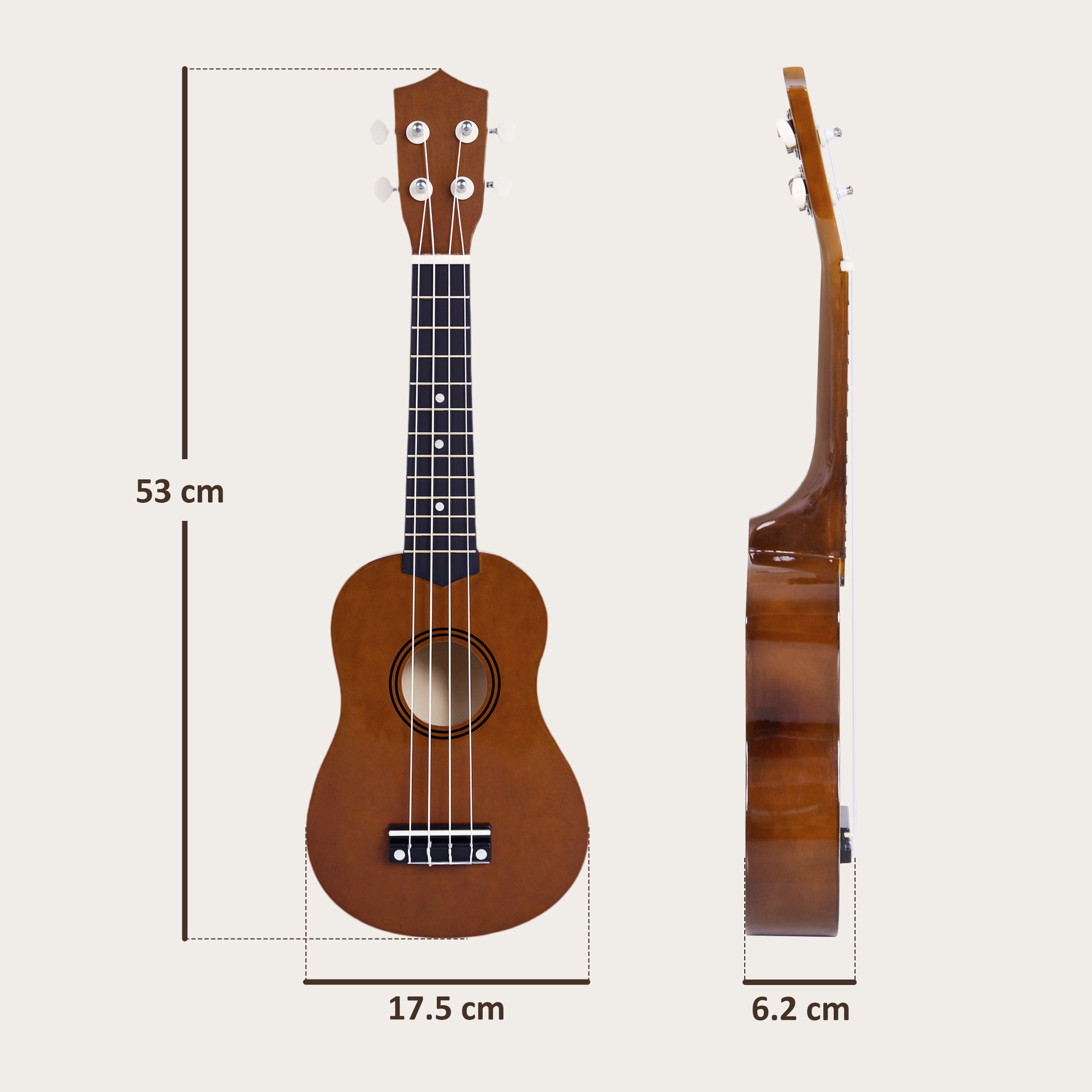 21 Inch Soprano Ukulele for Beginners Suitable for Concerts and Schools Nylon Strings Wood Brown