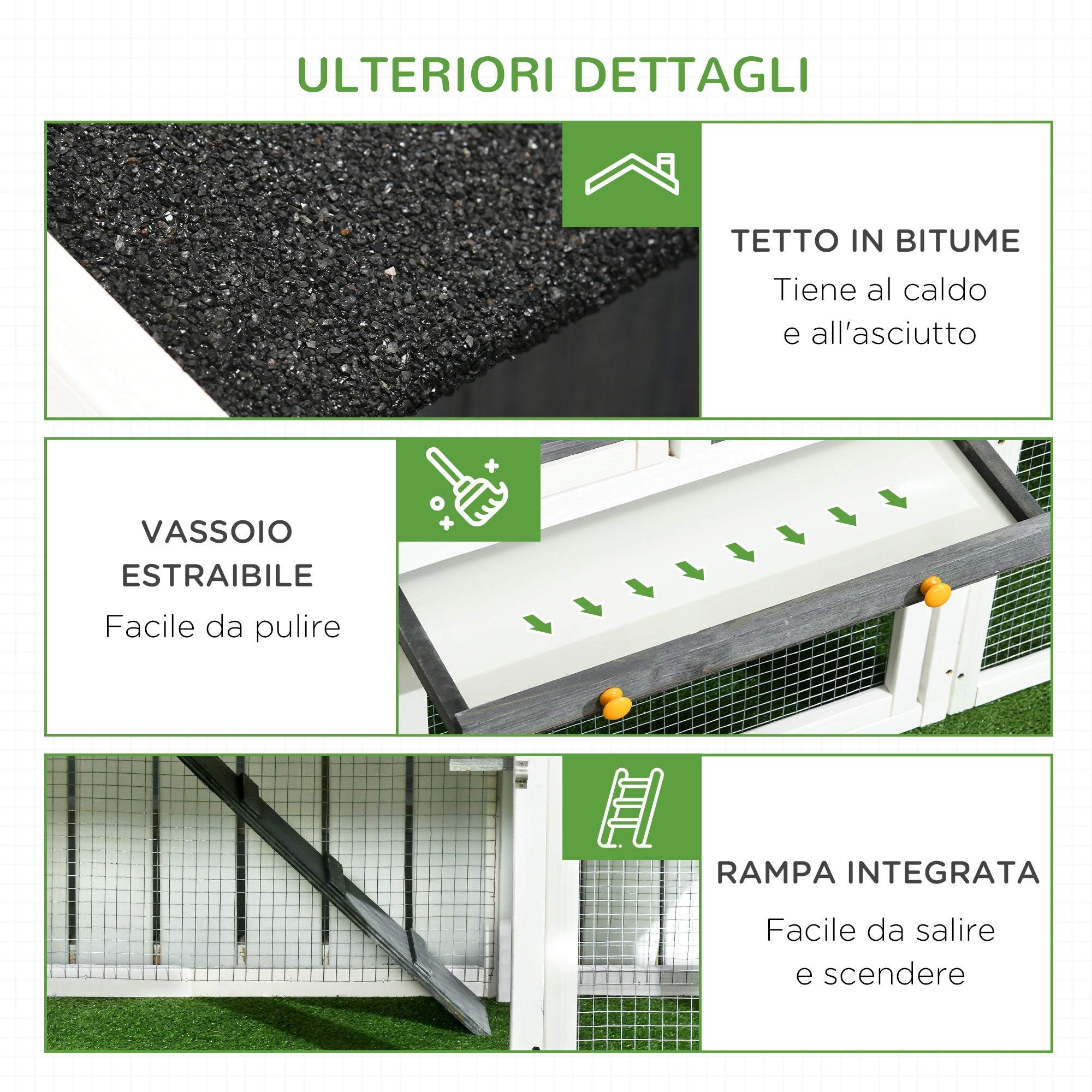 Prefabricated Chicken Coop in Wood with Open Area, Outdoor Chicken Coop, Chicken House and Nesting Box, Flowerbed and Asphalt Roof, Gray