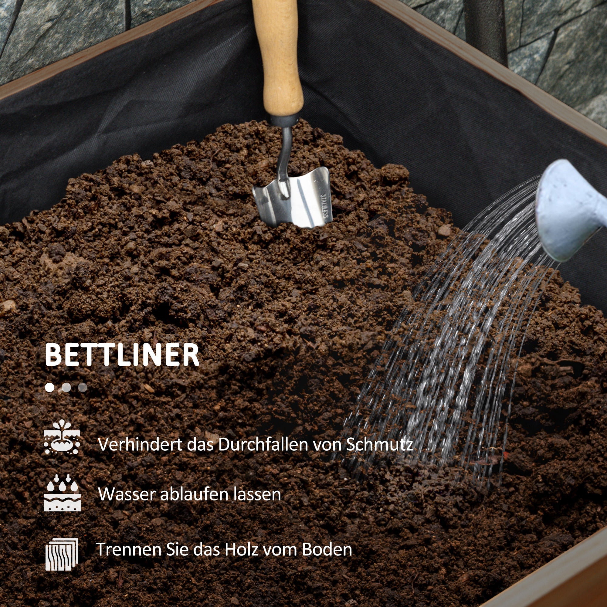 Raised Planter Box made of Wood, 3-Tier Flower Box Vegetable Garden with Inner Lining, Herb Box for Garden, Balcony, Natural, 108 x 80 x 140 cm