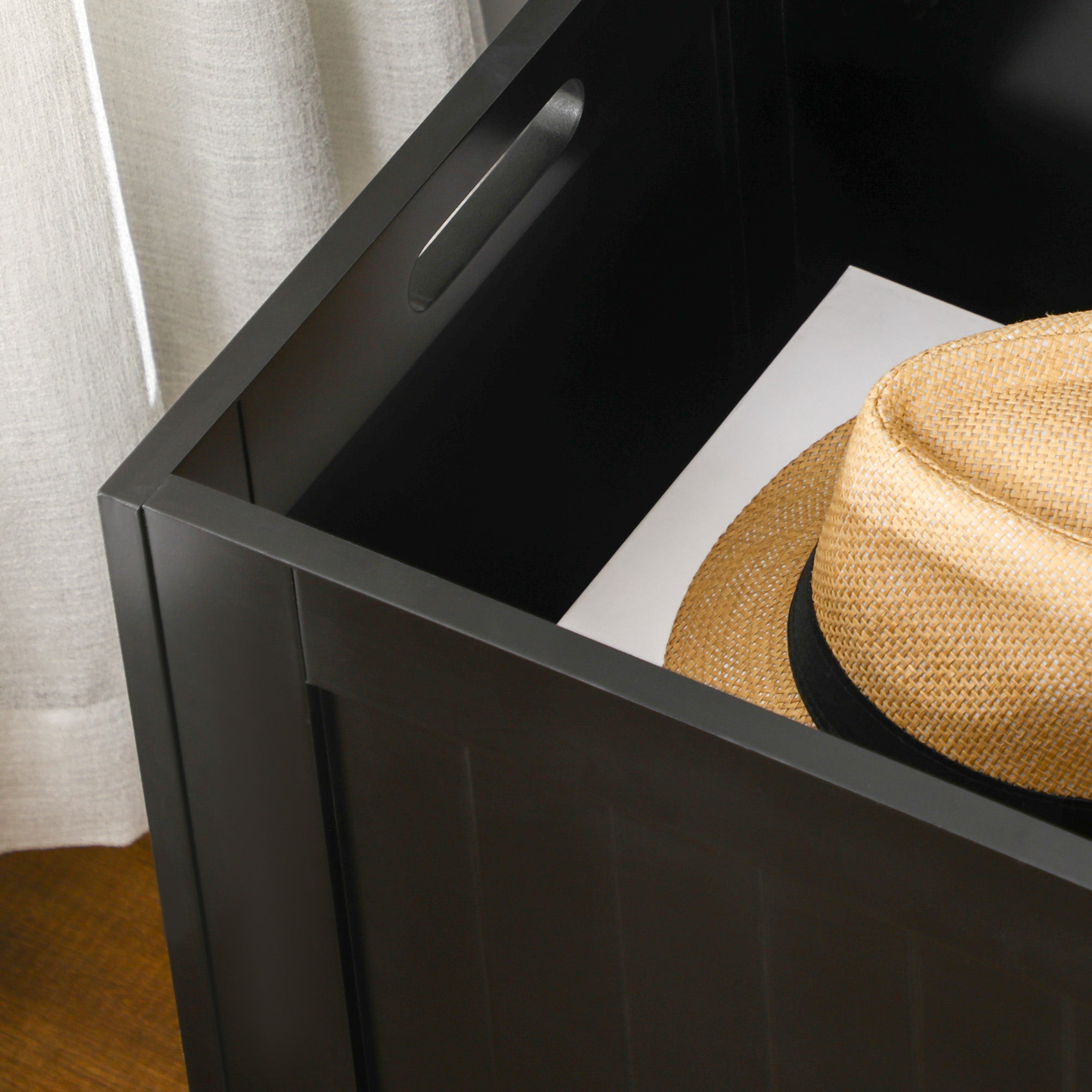 Bedroom Storage Trunk Storage Bench with Safety Hinge for Hallway Living Room 81x40x46 cm Black