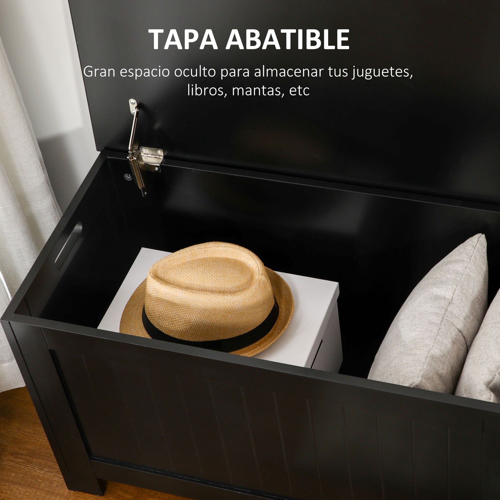 Bedroom Storage Trunk Storage Bench with Safety Hinge for Hallway Living Room 81x40x46 cm Black