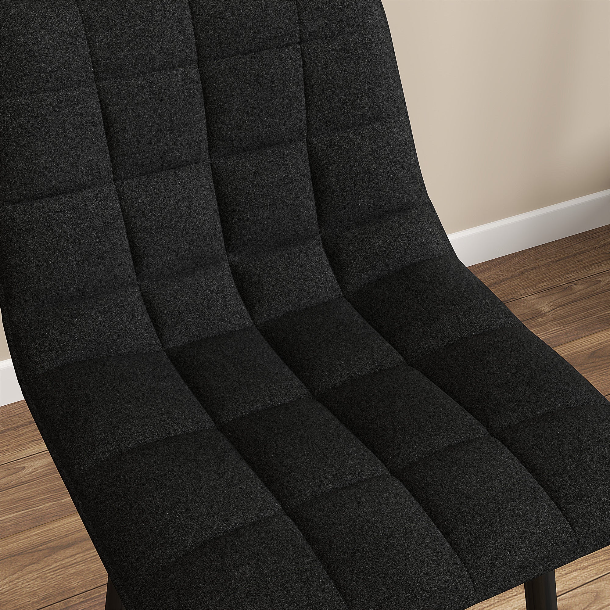 Set of 2 Nordic Style High Stools with Backrest and Footrest, Velvet Effect Fabric and Metal Stools, 45x47x84 cm, Black