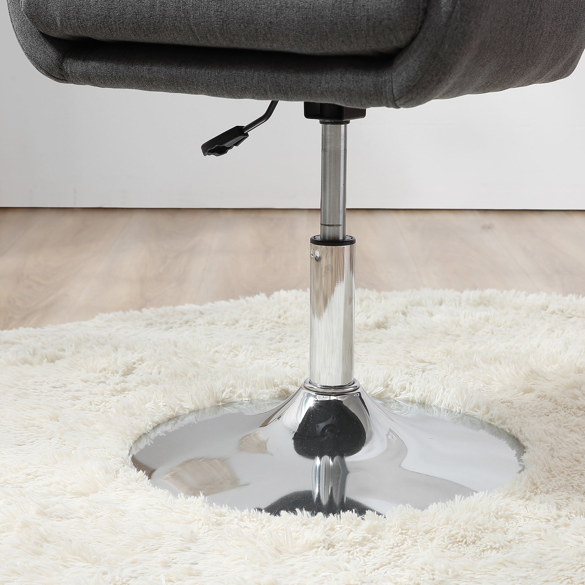 Chair Lounge Chair with Armrest, Lumbar Pillow, Upholstered Recliner with Metal Frame, Linen Look, Height Adjustable Swivel Chair for Bedroom, Living Room, Dark Gray