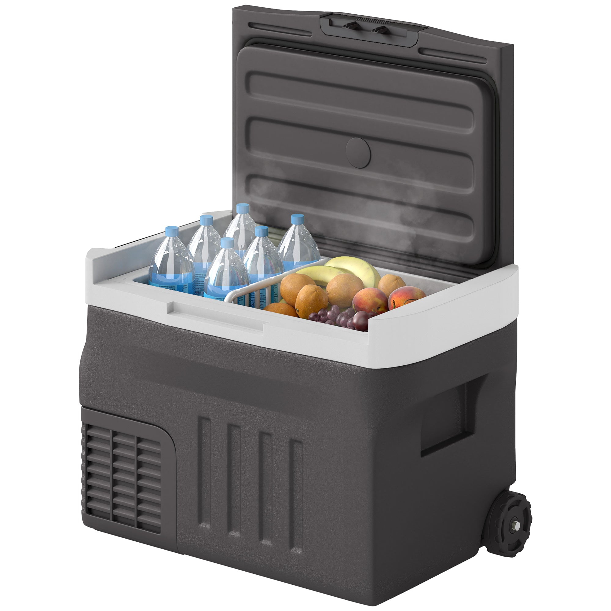 30 Liter Compressor Cooler Box Electric Fridge with LED ECO Mode Connection Cooling Function Freezer Box Thermobox Mini Refrigerator 12/230 Volt for Car Socket Truck Camping Black