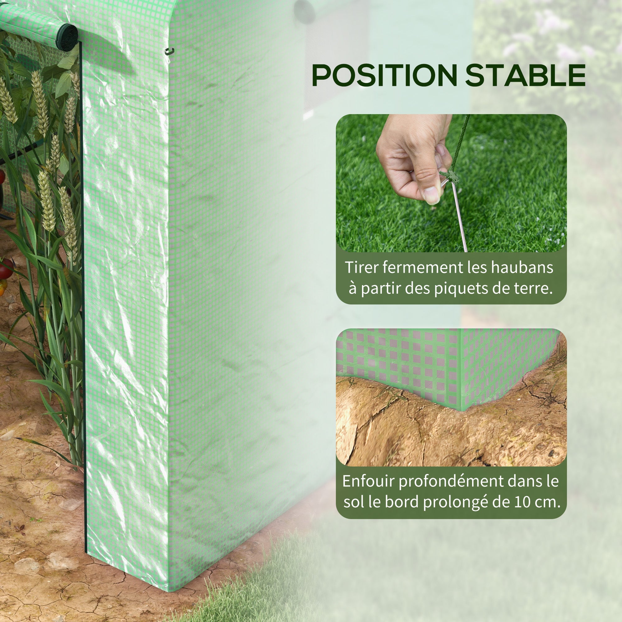 Garden Greenhouse PE, Balcony Greenhouse, Reinforced 135 g/m² Tarpaulin, Steel Frame, Roll-Up Zipper Door, for Vegetables Plants Flowers, Indoor and Outdoor, 200 x 140 x 200 cm, Green