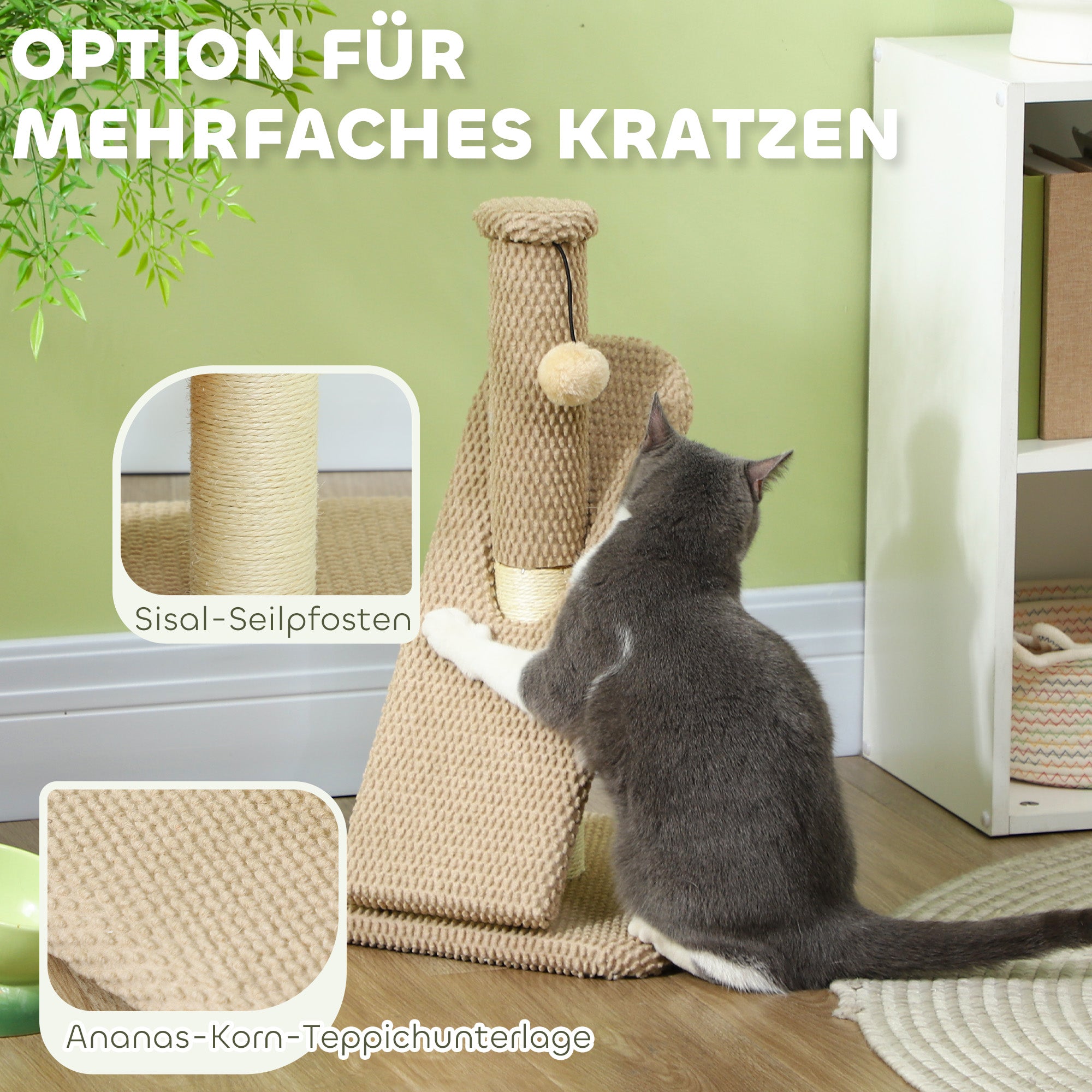 Scratching Post 54 cm High Scratching Post with Play Ball, Sisal Cat Scratching Post Cat Tree for Small Cats, Cat Scratching Furniture, Cream White