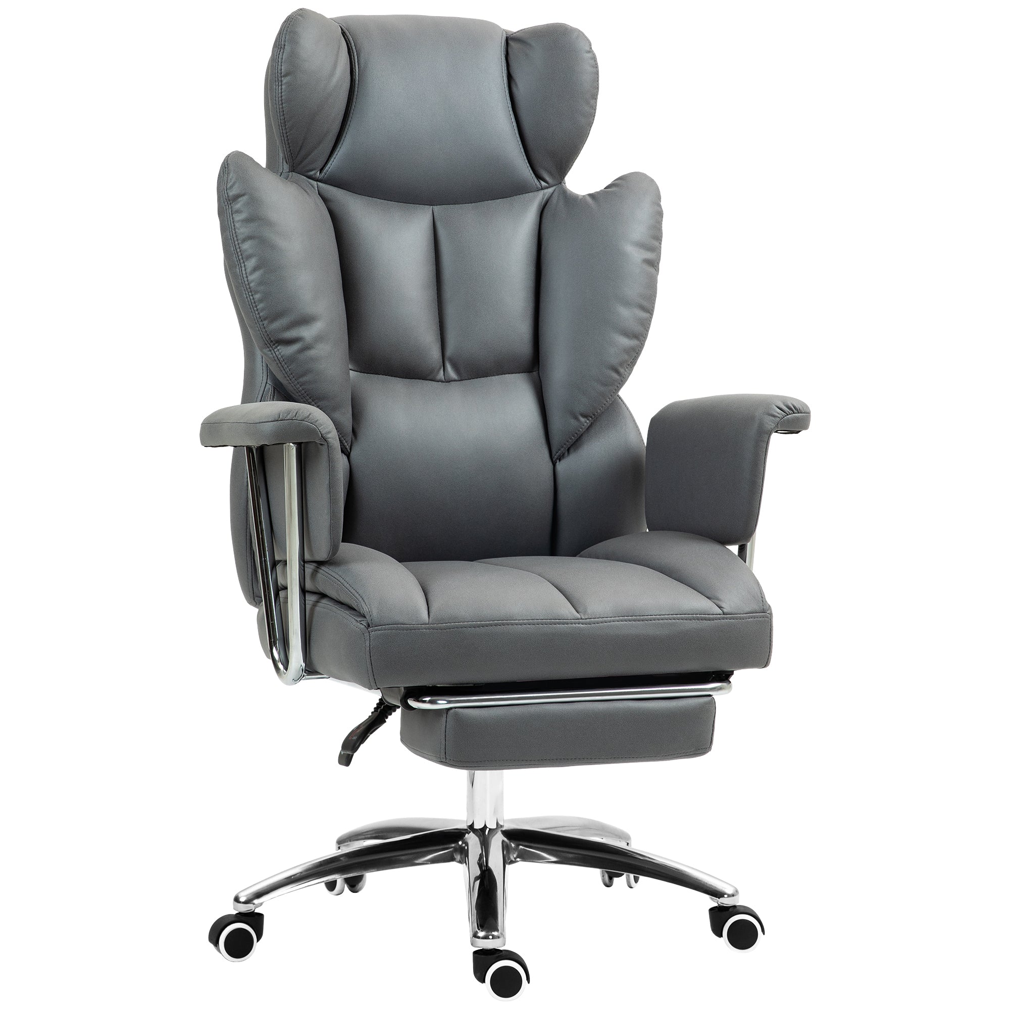 Office Chair with Reclining Function, Ergonomic Desk Chair, Height Adjustable Swivel Chair with Footrest, Padded, Weight Capacity up to 120 kg, for Office, Study, Dark Gray