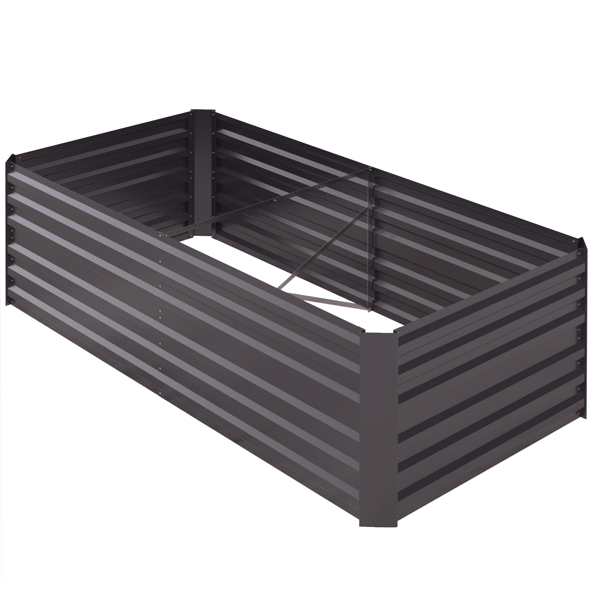 Rectangular Garden Raised Bed with Galvanized Steel Reinforcement Tubes 180 x 90 x 59 cm Dark Grey