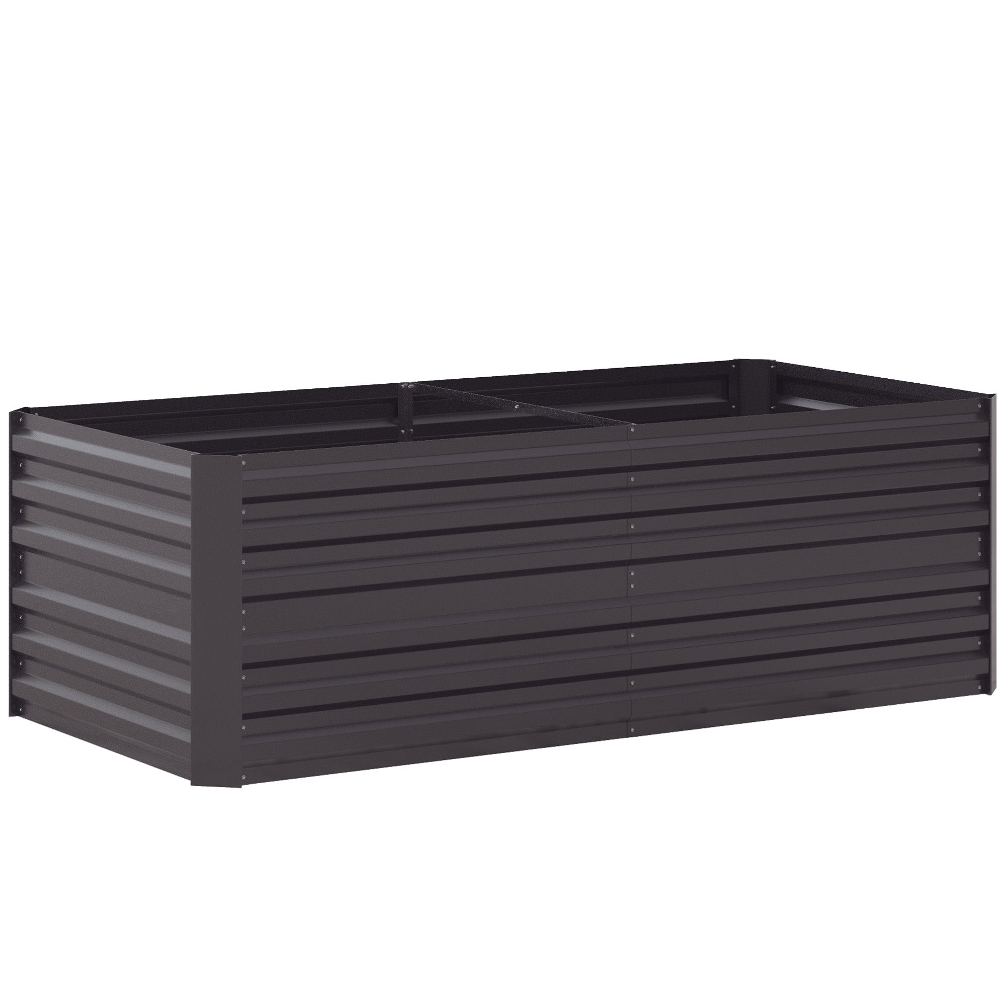 Rectangular Garden Raised Bed with Galvanized Steel Reinforcement Tubes 180 x 90 x 59 cm Dark Grey