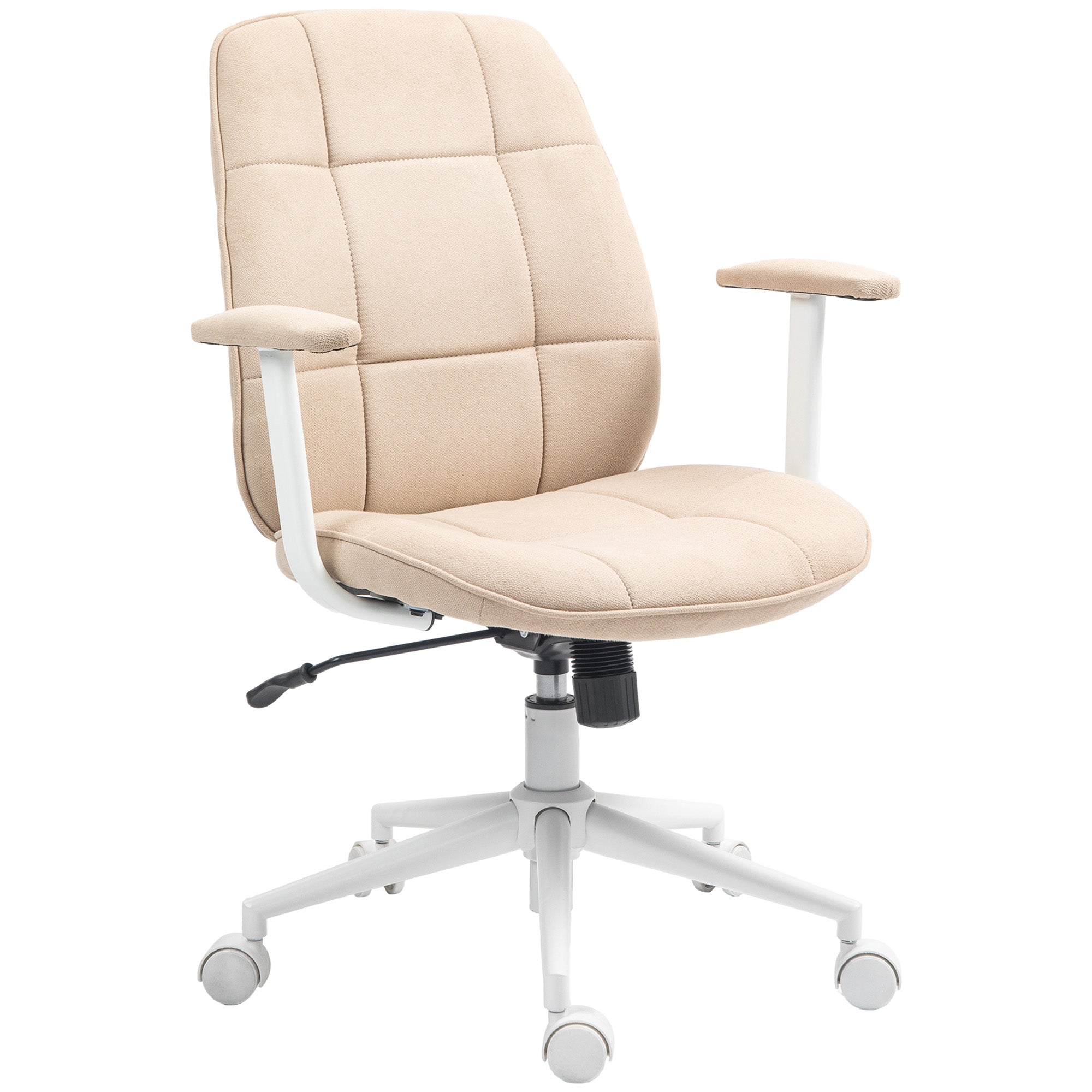 Office Chair Desk Chair Ergonomic Chair with Adjustable Height, Rocking Function, Swivel Office Chair with Wheels, Load Capacity 120 Kg, Beige