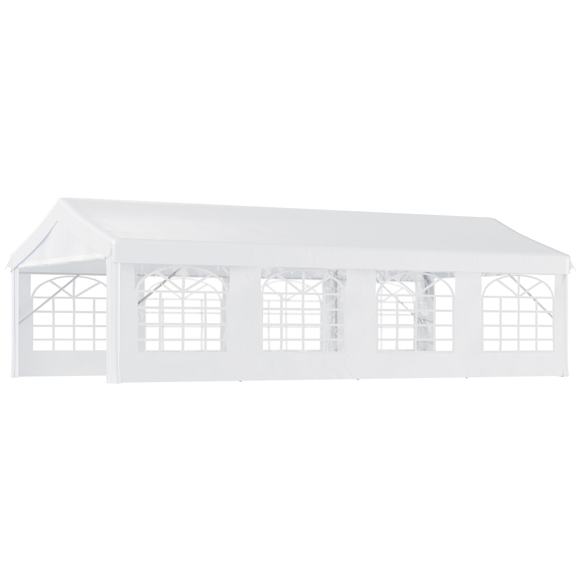 Party Tent 8x4 m Garden Gazebo with 4 Side Panels and 8 Anti-UV Windows Pavilion Pergola Carport Gazebo for Events Weddings White