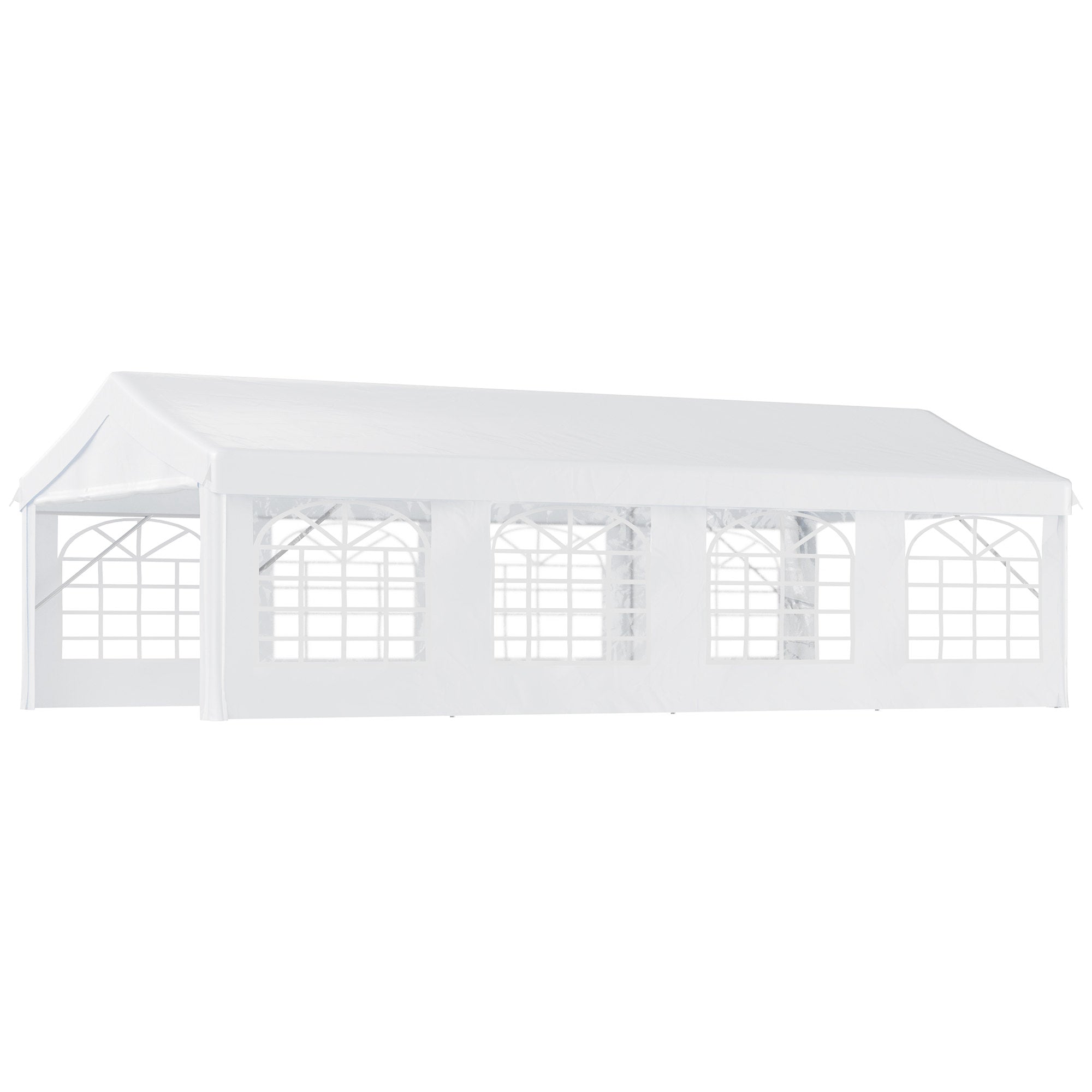 Party Tent 8x4 m Garden Gazebo with 4 Side Panels and 8 Anti-UV Windows Pavilion Pergola Carport Gazebo for Events Weddings White