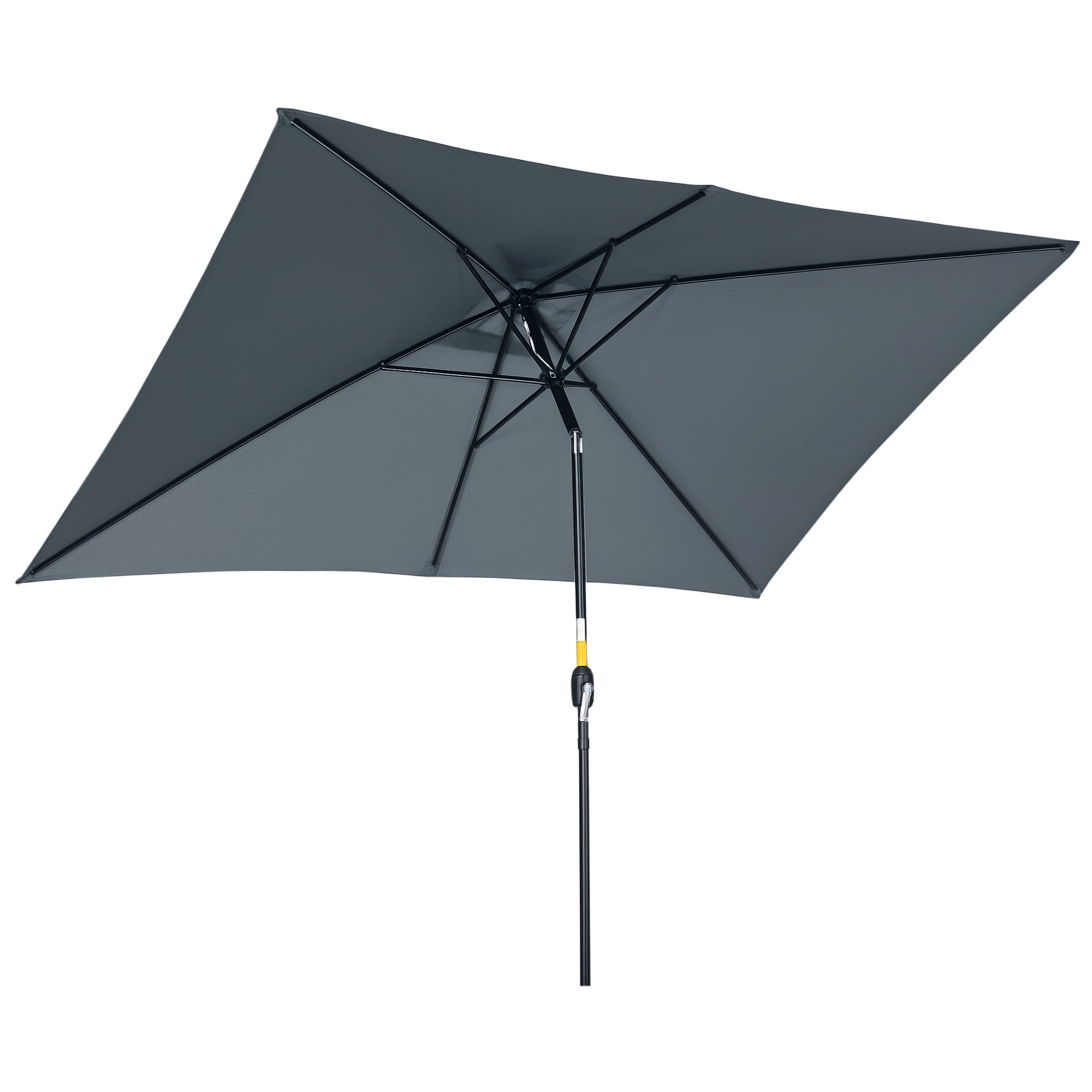 Aluminum Umbrella 200x300x253 cm Rectangular Garden Parasol with Crank and Detachable Anti-UV Pole for Terrace Poolside Outdoor Patio, Gray