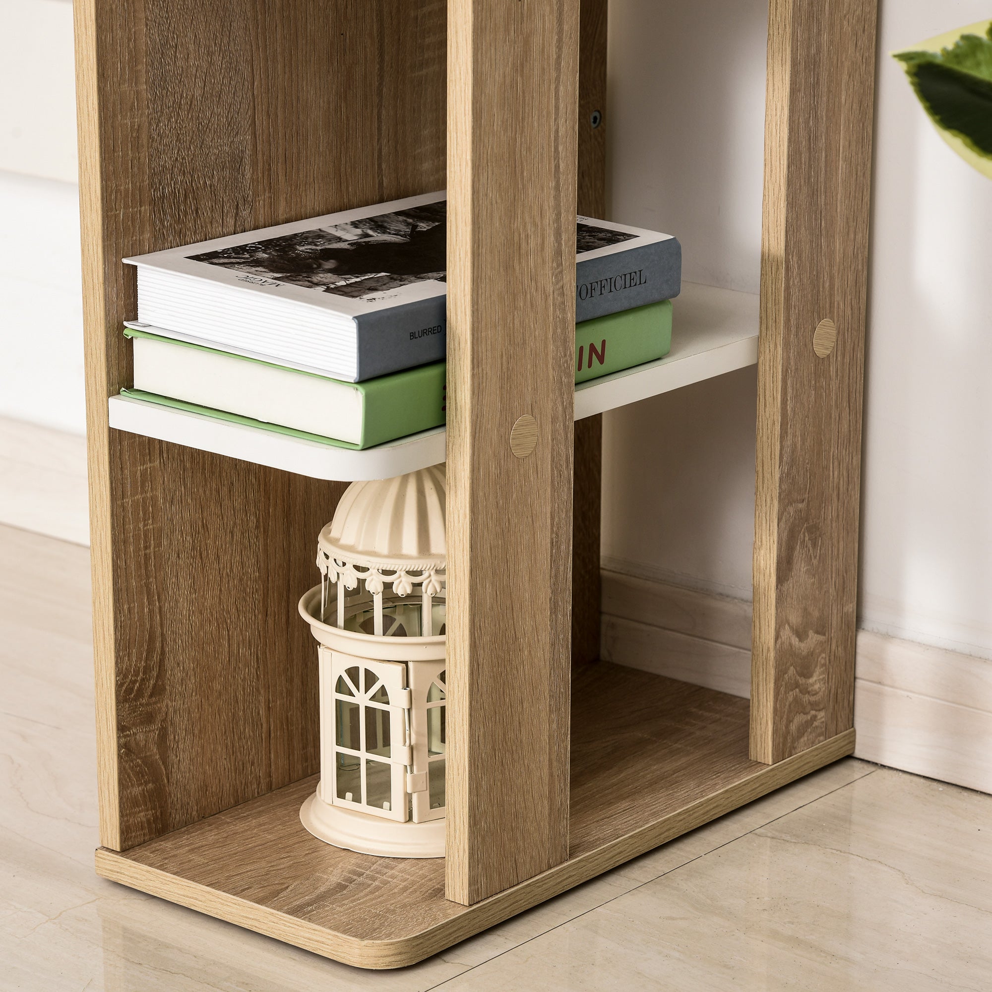 Computer Desk Computer Table dim. 100L x 44W x 74H cm 3 Side Shelves Wooden Light Oak White