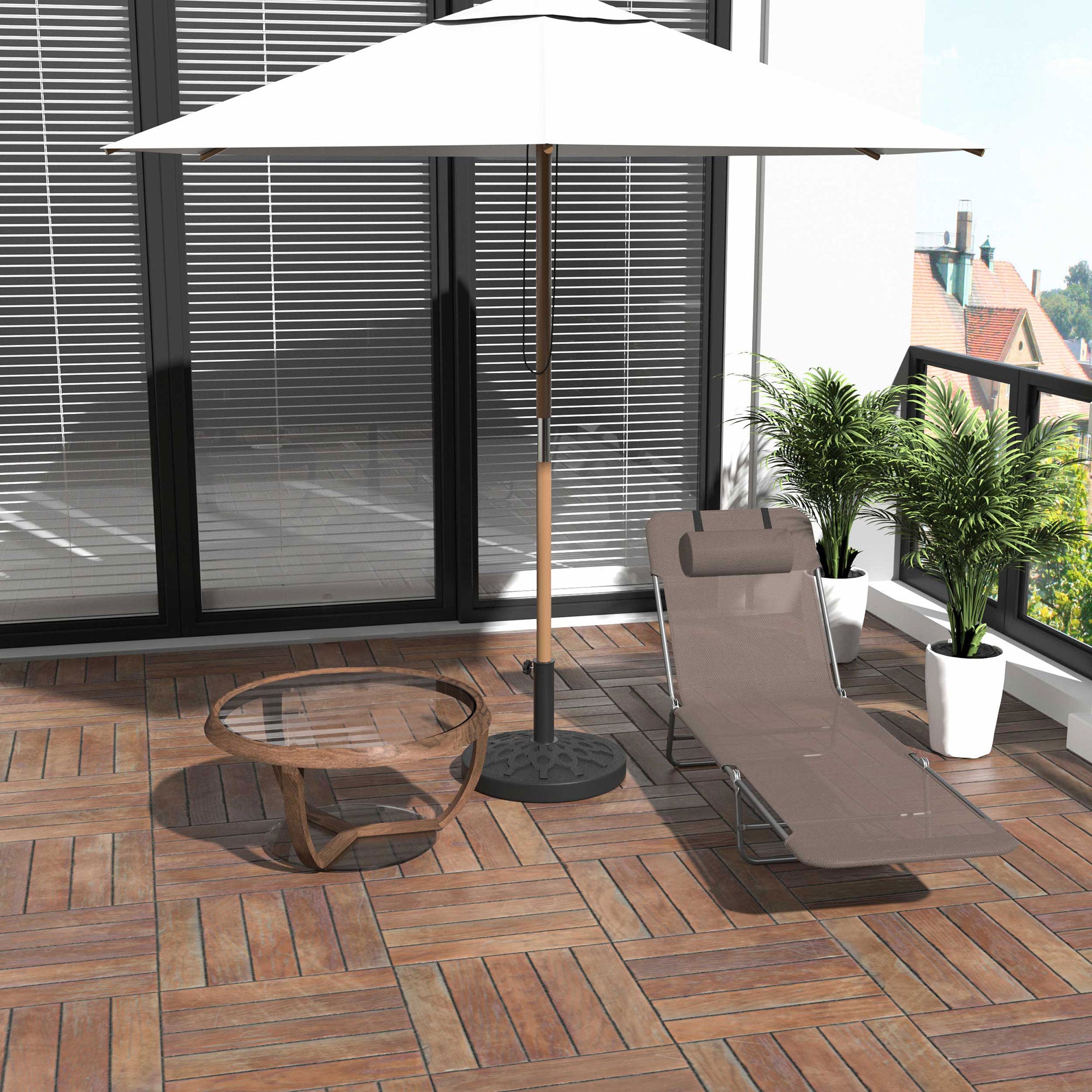 Folding Sun Lounger Garden Lounger with Head Pillow Adjustable Sunlounger up to 120kg Load Capacity for Garden, Balcony, and Pool, 4 Colors (Brown)