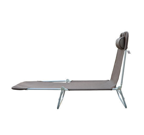 Folding Sun Lounger Garden Lounger with Head Pillow Adjustable Sunlounger up to 120kg Load Capacity for Garden, Balcony, and Pool, 4 Colors (Brown)