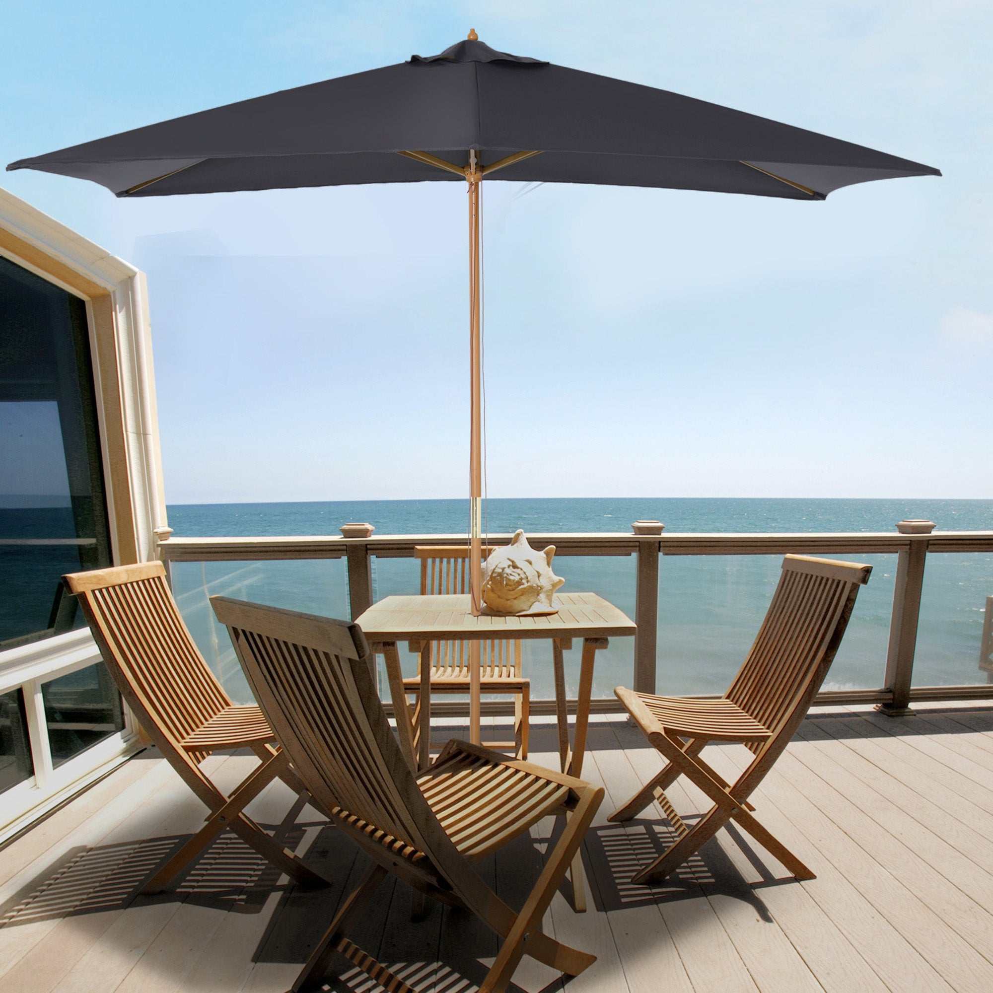 Rectangular Straight Garden Parasol Large Size 3L x 2W x 2.5H meters Dark Gray