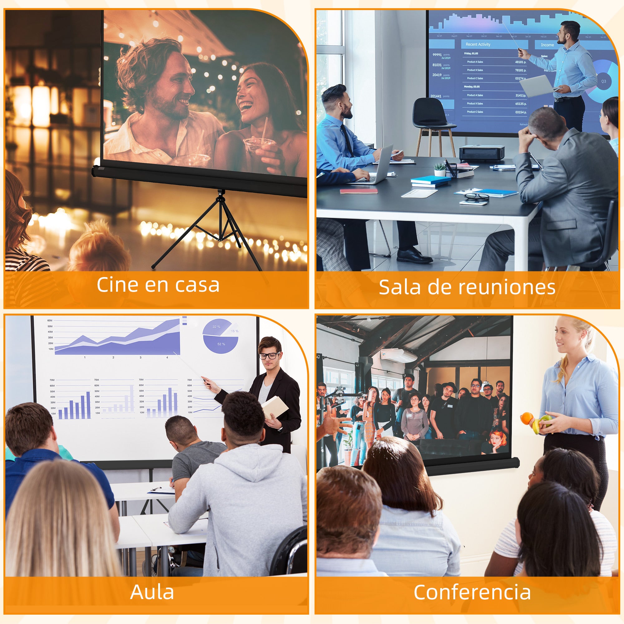 Manual Projector Screen with Stand 100 Inches Portable Projection Screen 16:9 Format with Adjustable Height for Indoor and Outdoor Home Cinema Patio 221x124 cm Black