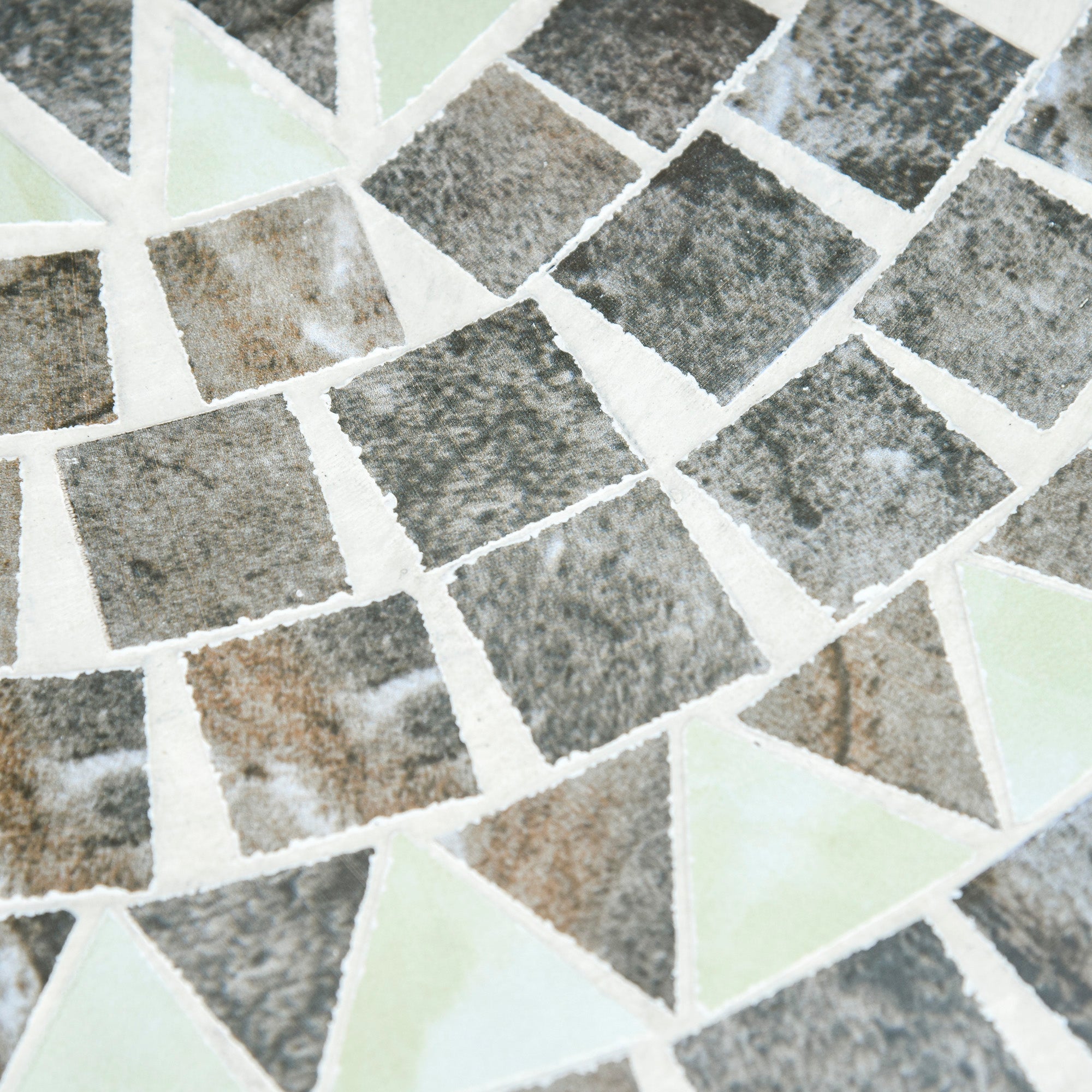 Small Metal and Ceramic Garden Table, Mosaic Outdoor Table for Terrace or Balcony, 60x71cm, Gray Black