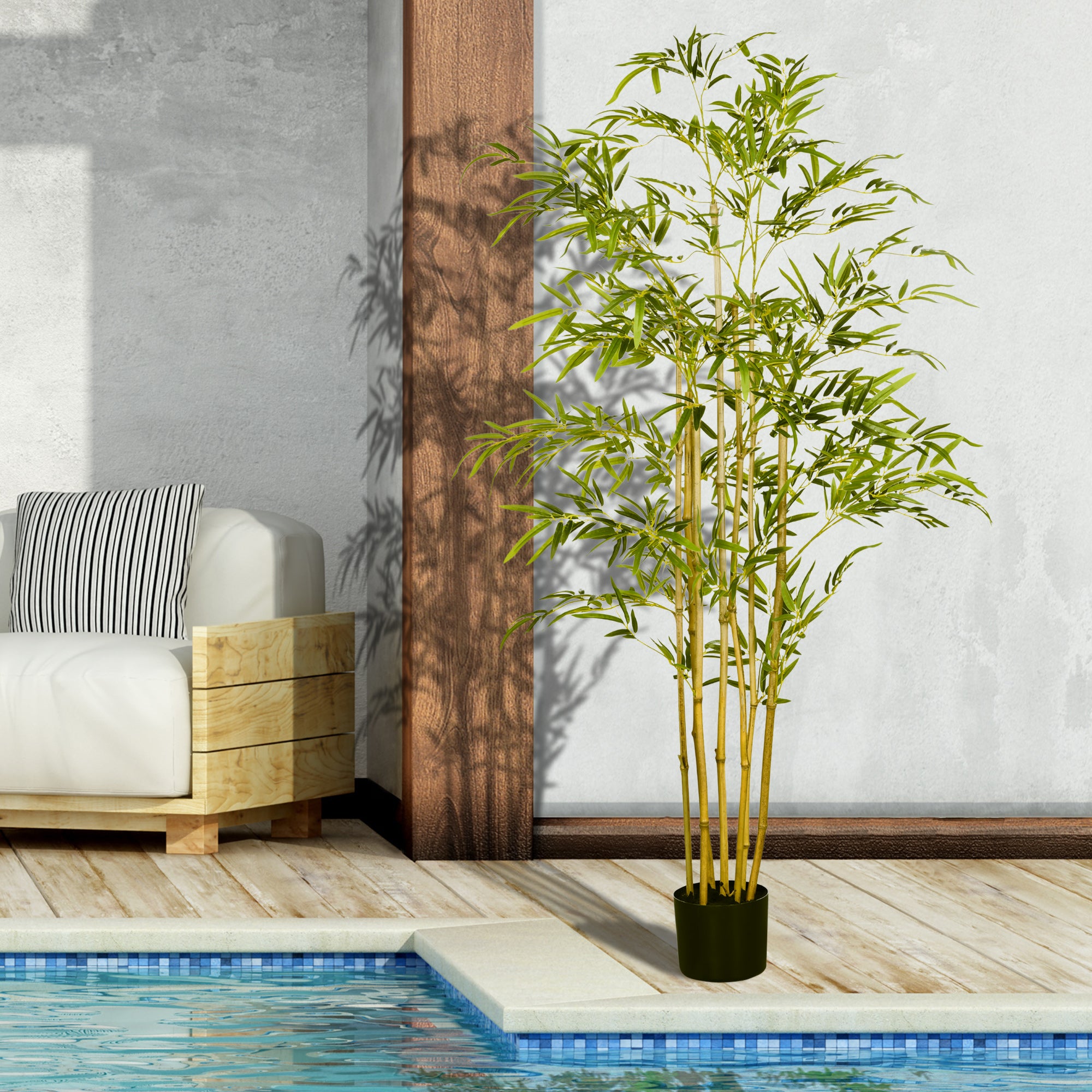 Artificial Bamboo in Pot - 150cm Tall, Decorative Fake Plant for Indoor, Green