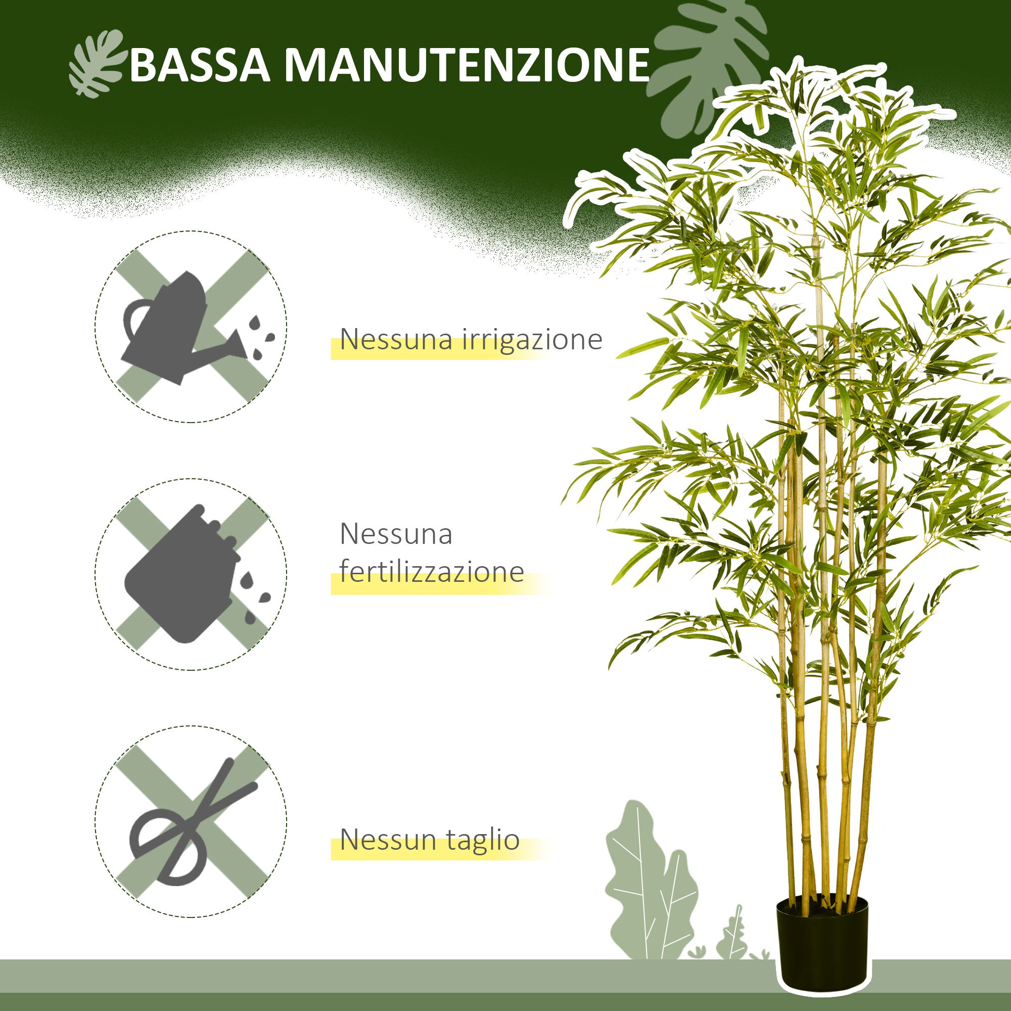 Artificial Bamboo in Pot - 150cm Tall, Decorative Fake Plant for Indoor, Green