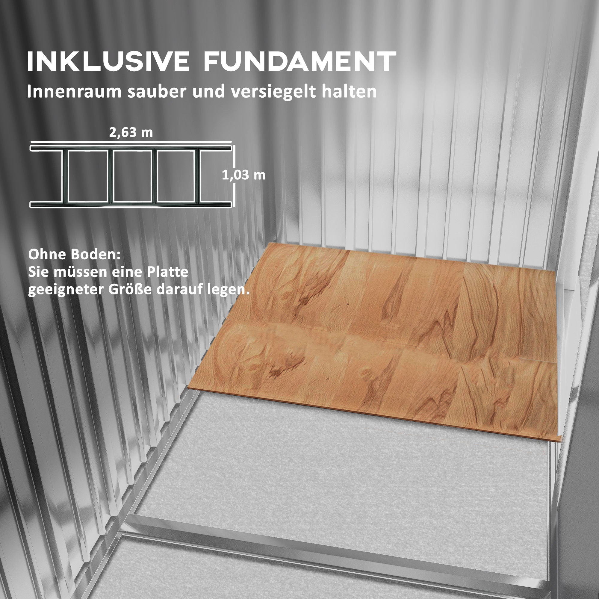 Toolhouse 4.9 m², Garden House with Gable Roof, Sliding Door, Foundation, 277 x 195 x 192 cm, Toolshed Made of Galvanized Steel, Weatherproof, for Garden, Dark Gray