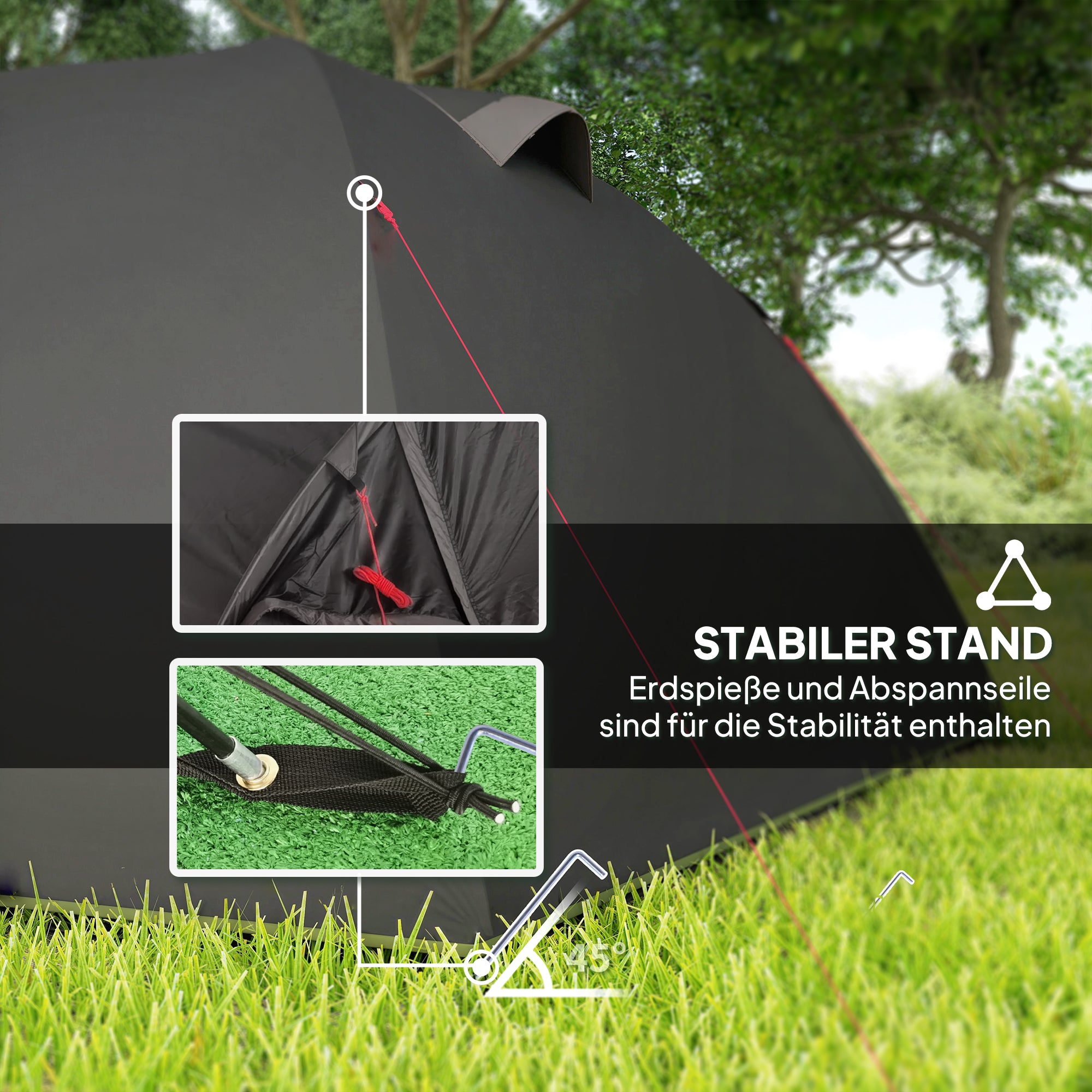 Camping Tent for 4 Persons Lightweight, Stable, Waterproof UV 50+ Tunnel Tent with Awning, Side Door & Window, Groundsheet Family Tent with 3000mm Water Column Camping Tent for Travel, Trekking, Garden