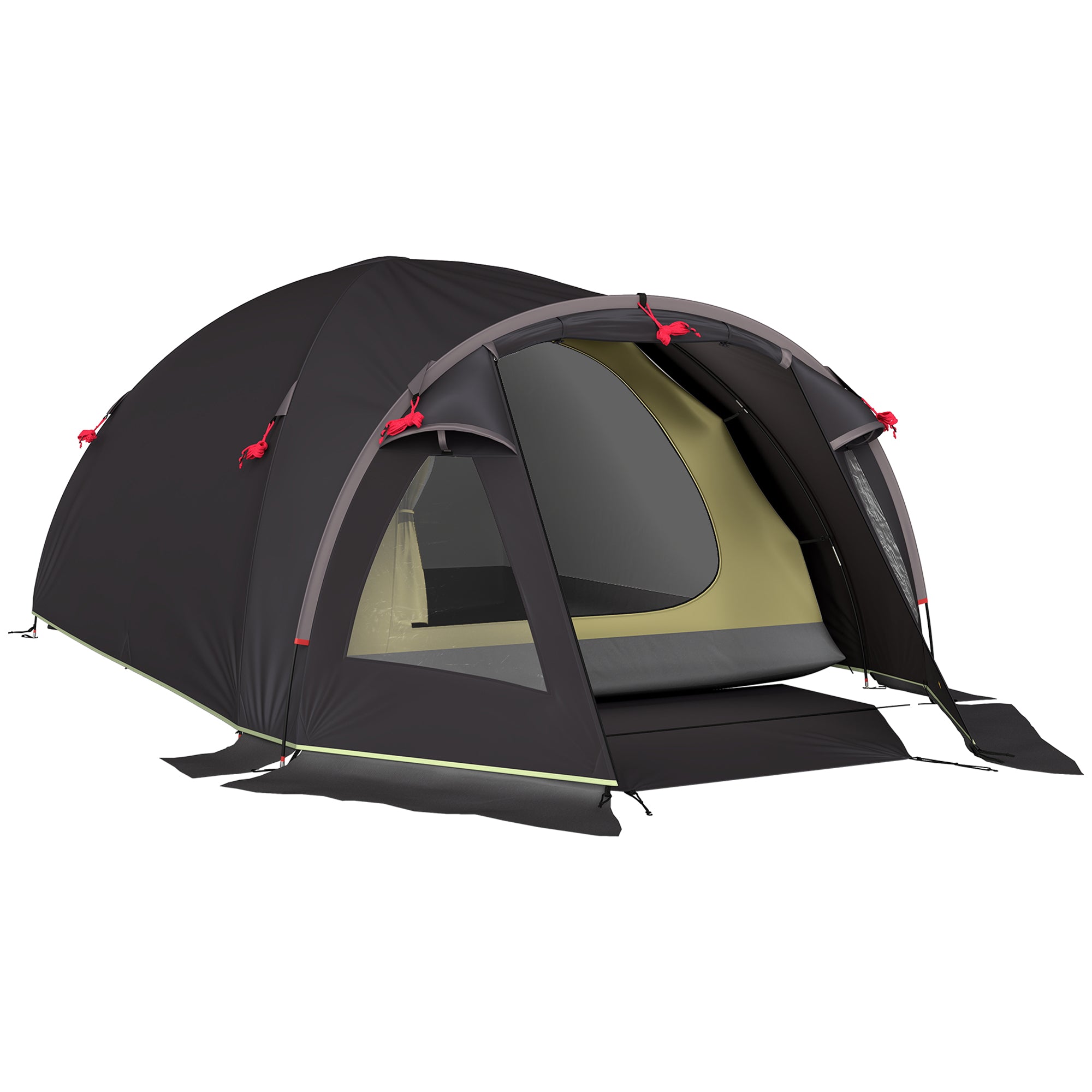 Camping Tent for 4 Persons Lightweight, Stable, Waterproof UV 50+ Tunnel Tent with Awning, Side Door & Window, Groundsheet Family Tent with 3000mm Water Column Camping Tent for Travel, Trekking, Garden