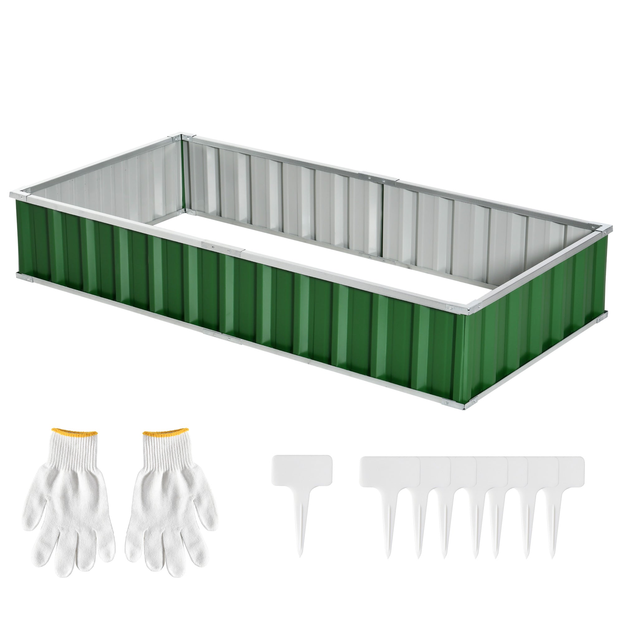 Garden Square Planter 174 x 90 x 30 cm - modular, Tool-Free Assembly, Gloves Included - corrugated steel Green