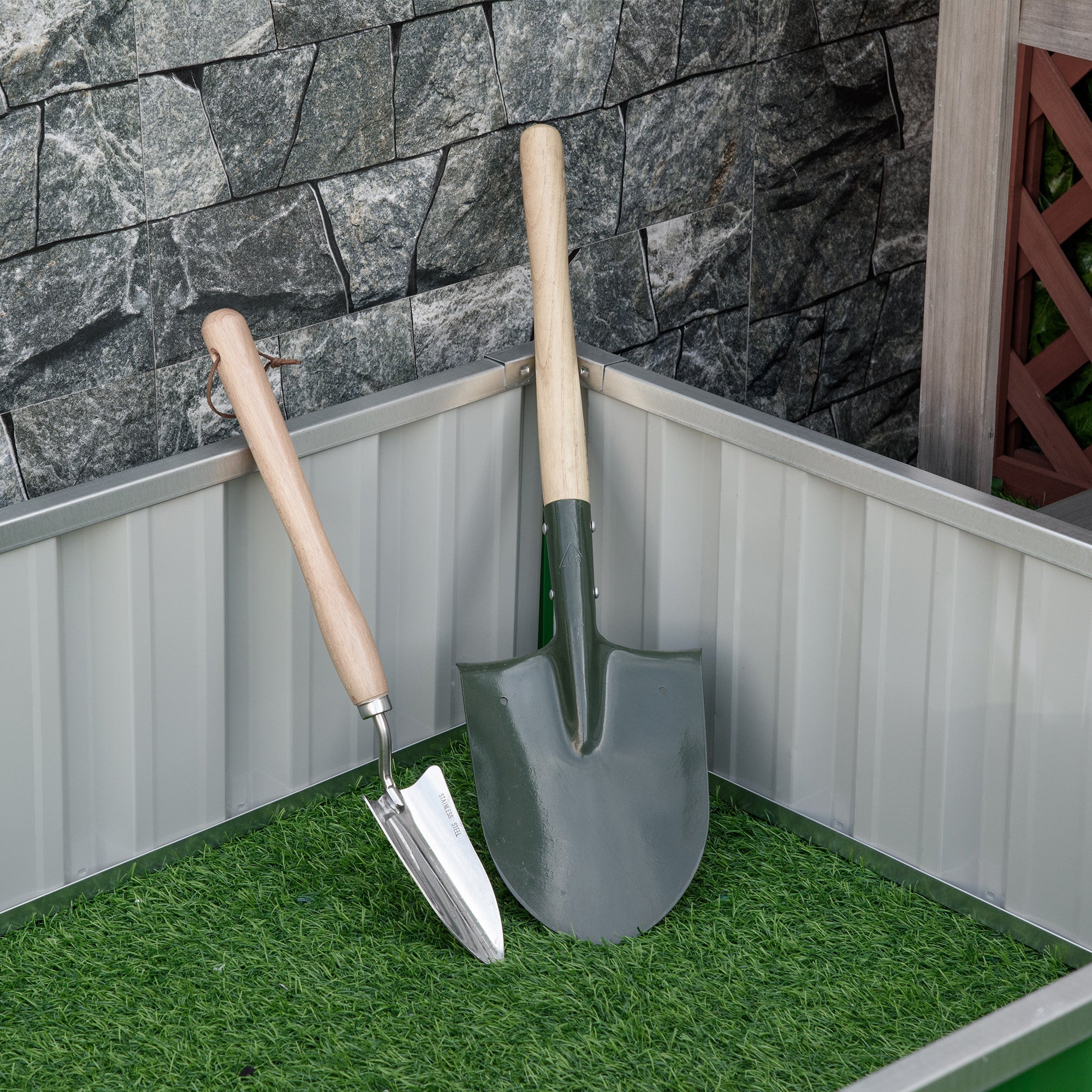 Garden Square Planter 174 x 90 x 30 cm - modular, Tool-Free Assembly, Gloves Included - corrugated steel Green