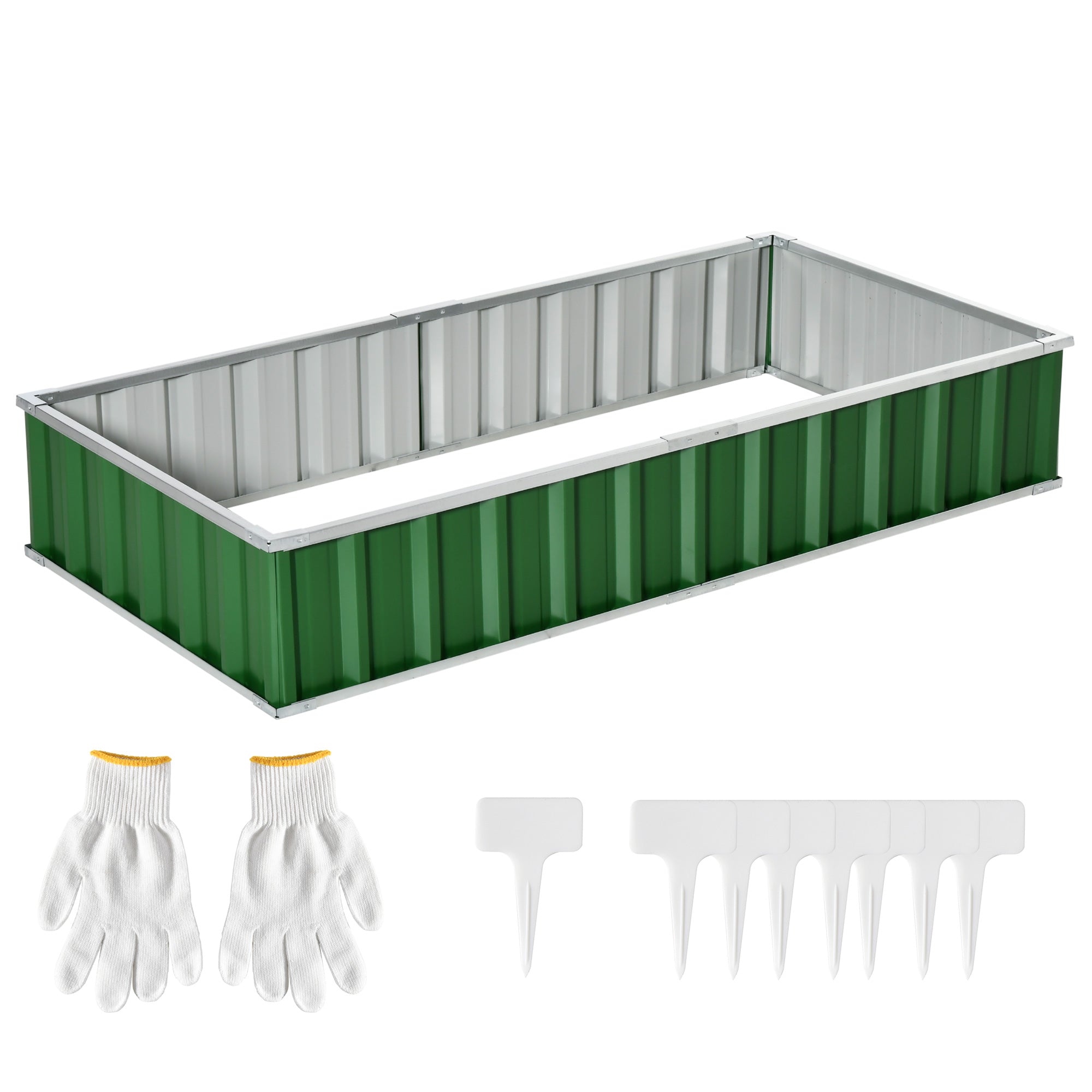 Garden Square Planter 174 x 90 x 30 cm - modular, Tool-Free Assembly, Gloves Included - corrugated steel Green