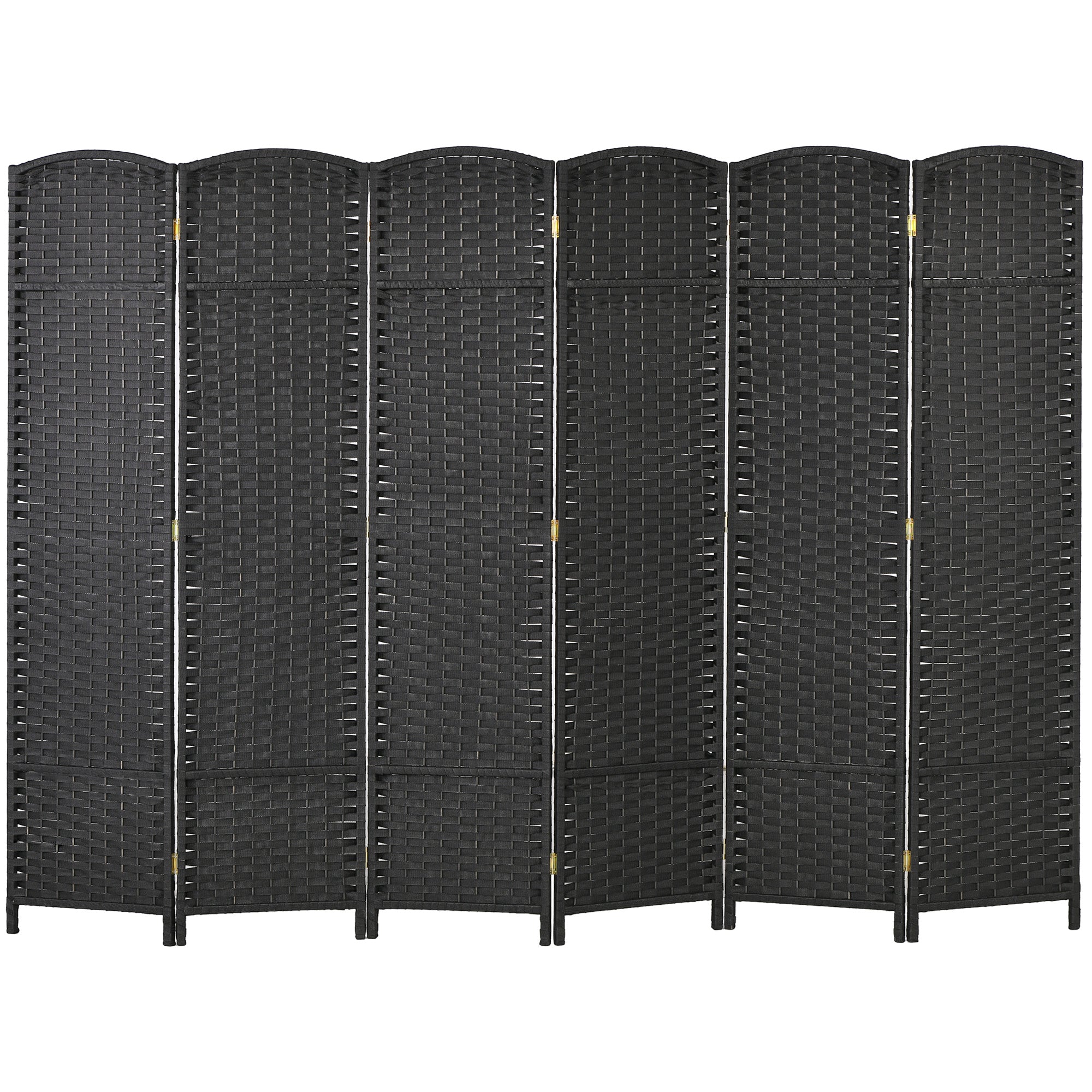 6-Panel Folding Room Divider 240x170 cm Privacy Screen Separator for Living Room Bedroom Office Black