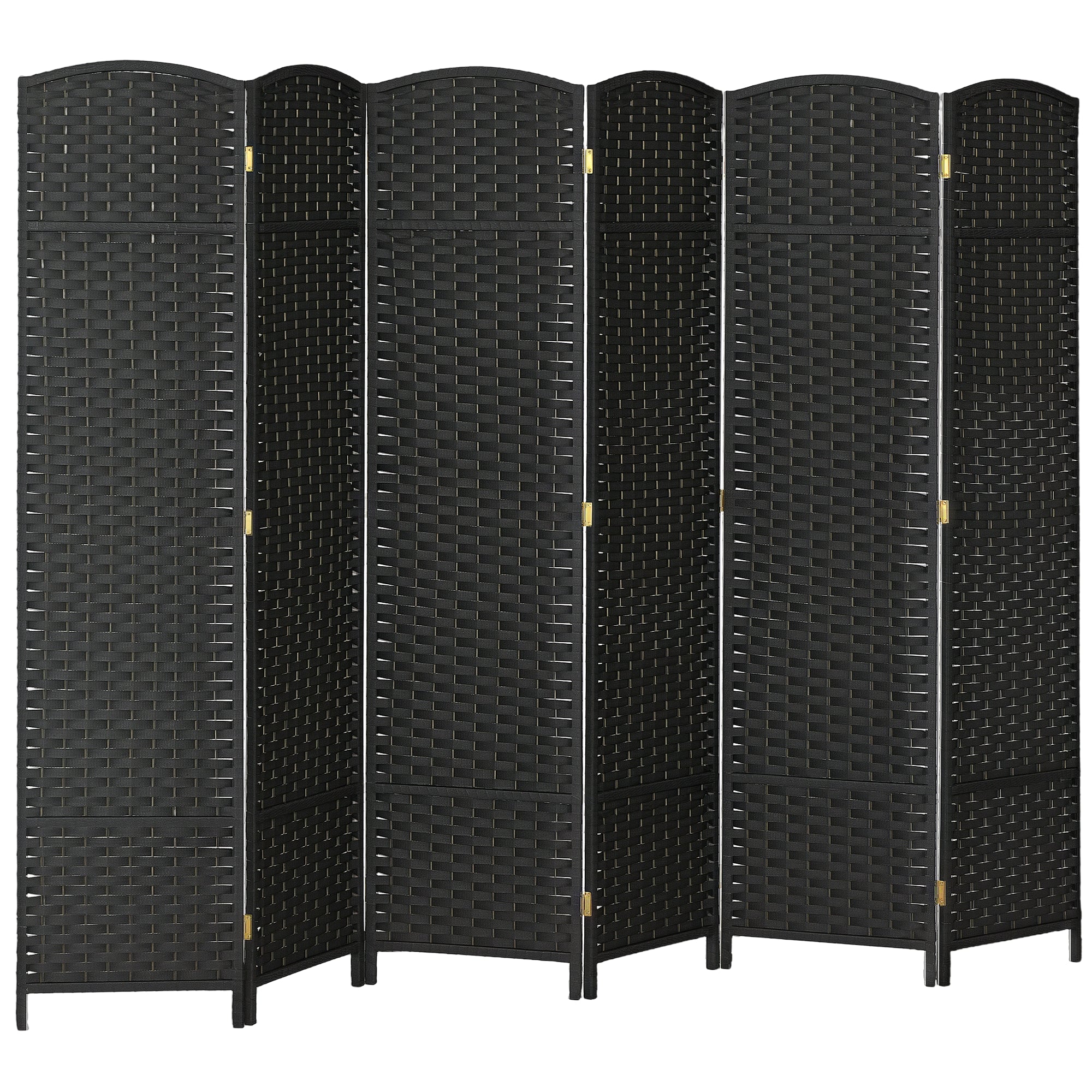 6-Panel Folding Room Divider 240x170 cm Privacy Screen Separator for Living Room Bedroom Office Black