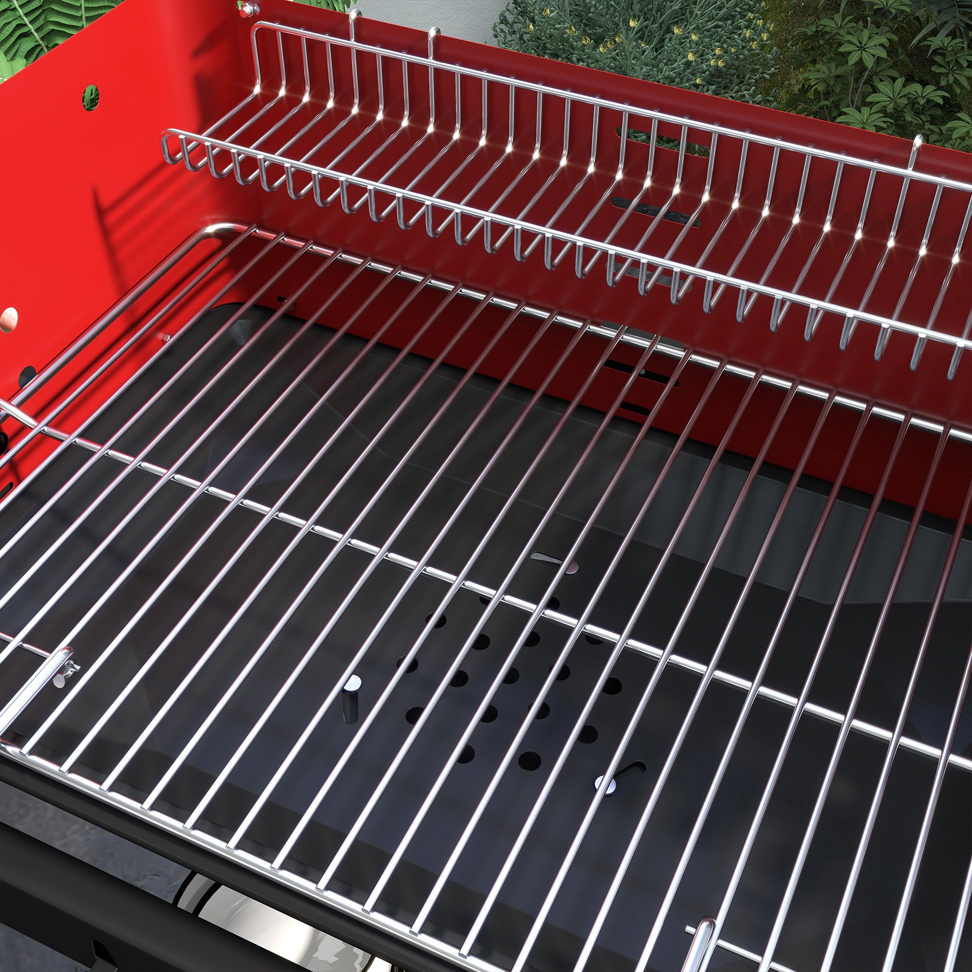 Metal Charcoal Grill BBQ Smoker with Wheels, Adjustable Height Grill Grate, Wood Shelf, Portable Grill Cart Charcoal Grill, BBQ for Barbecue Camping, Patio, 103x47x95 cm