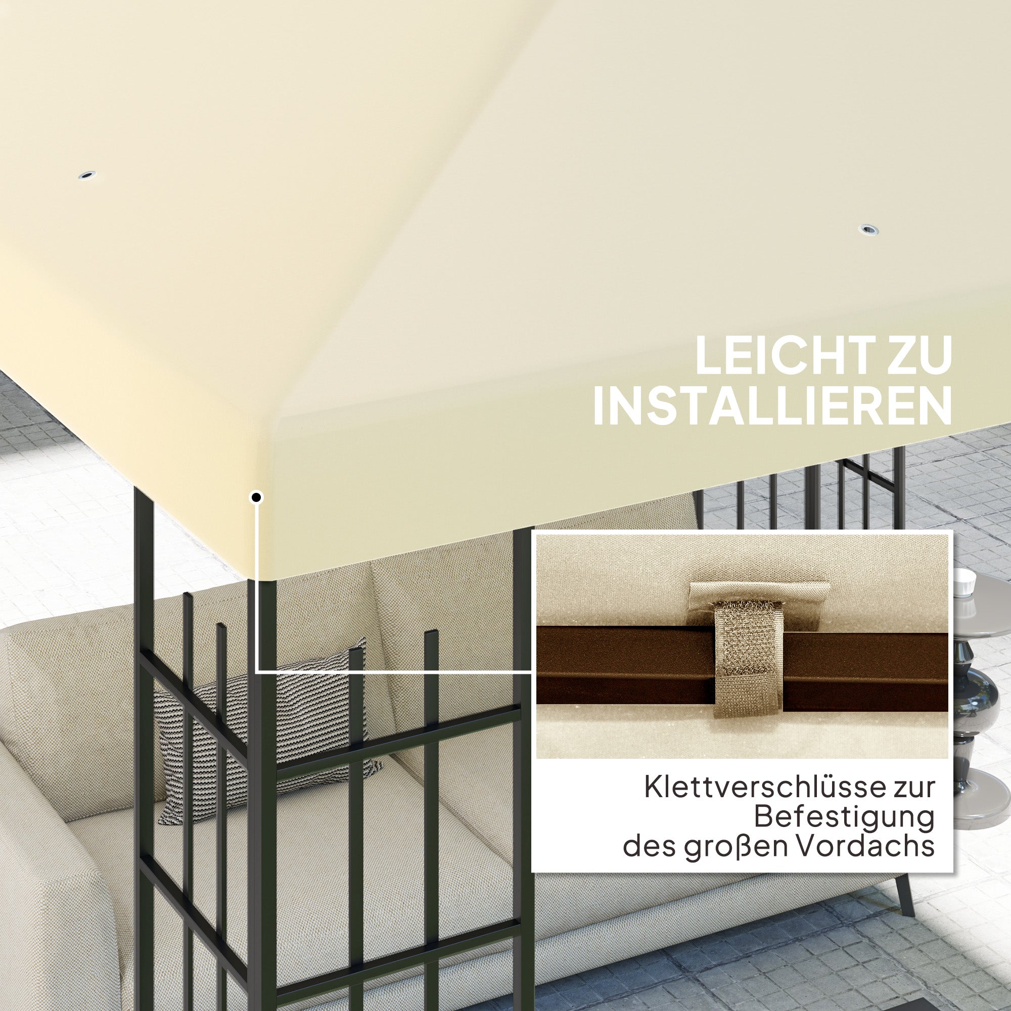 Replacement Canopy for 3 x 3 m Pavilion, Waterproof Pavilion Roof, Replacement Cover for Garden Pavilion, Replacement Parts made of Oxford Fabric, 370 gsm, Cream White