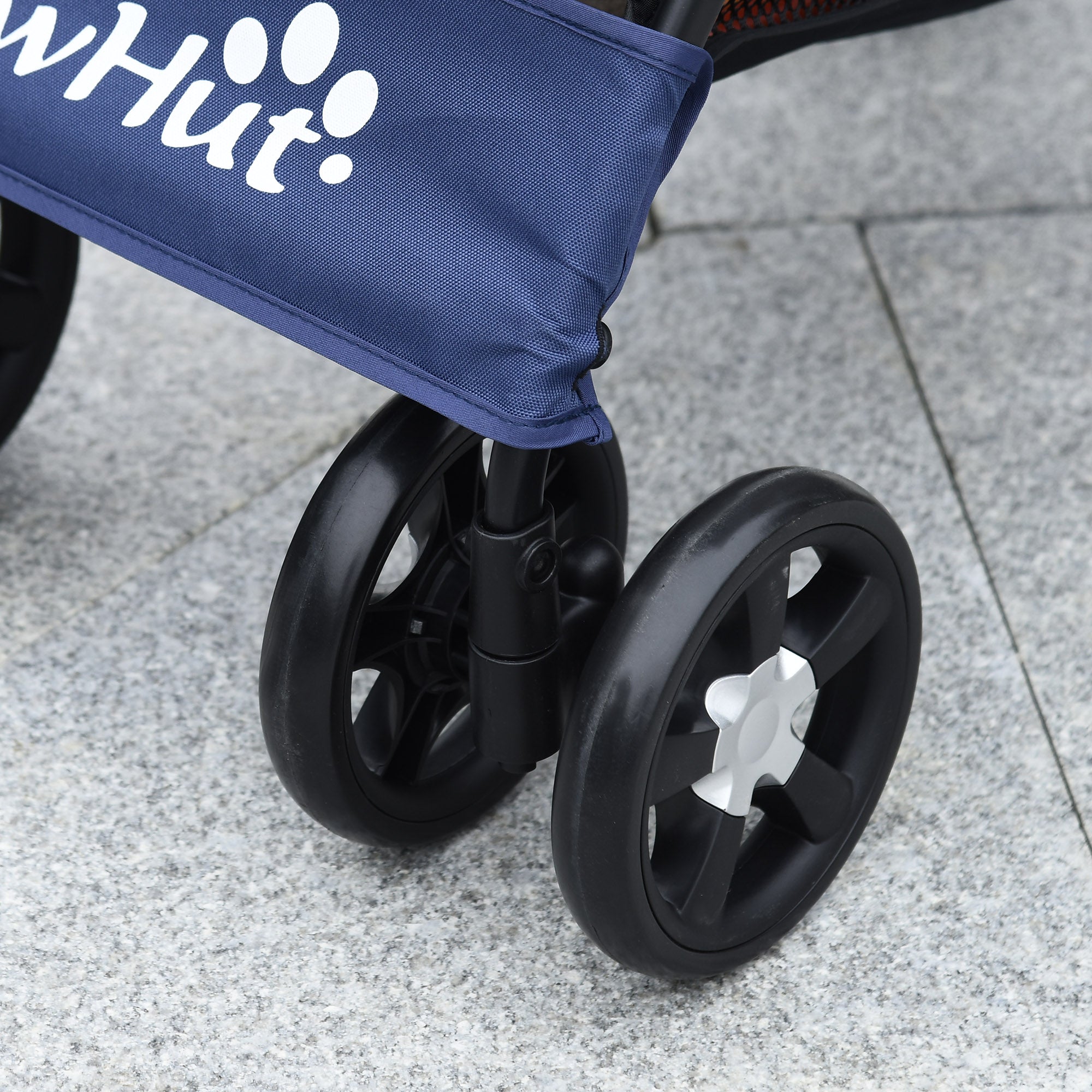 Foldable Dog Stroller Pet Buggy for Small Dogs with Basket Adjustable Canopy Mesh Window and 2 Universal Wheels Load 15 kg 81x48x99 cm Navy Blue